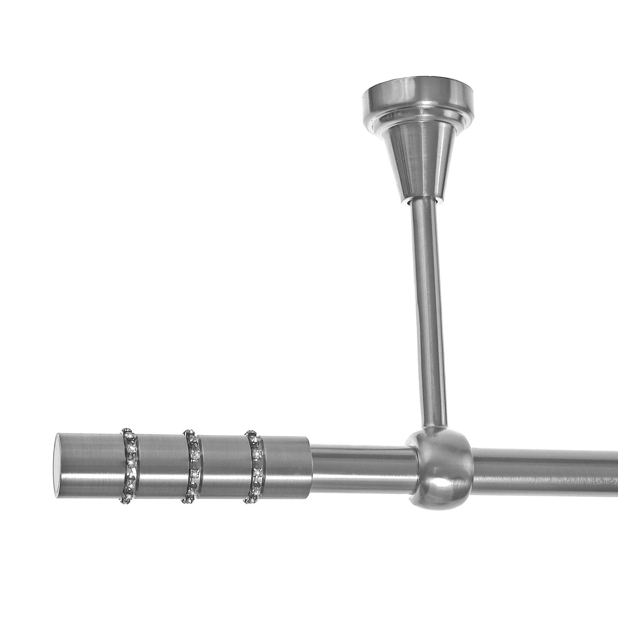 BASIT Gardinenstange Rohr Edelstahloptik 16 mm mit Deckenträgern 540 cm E25, Ø 16 mm, 1-läufig, verschraubt, Metall, D14 540 cm E25 Kristall