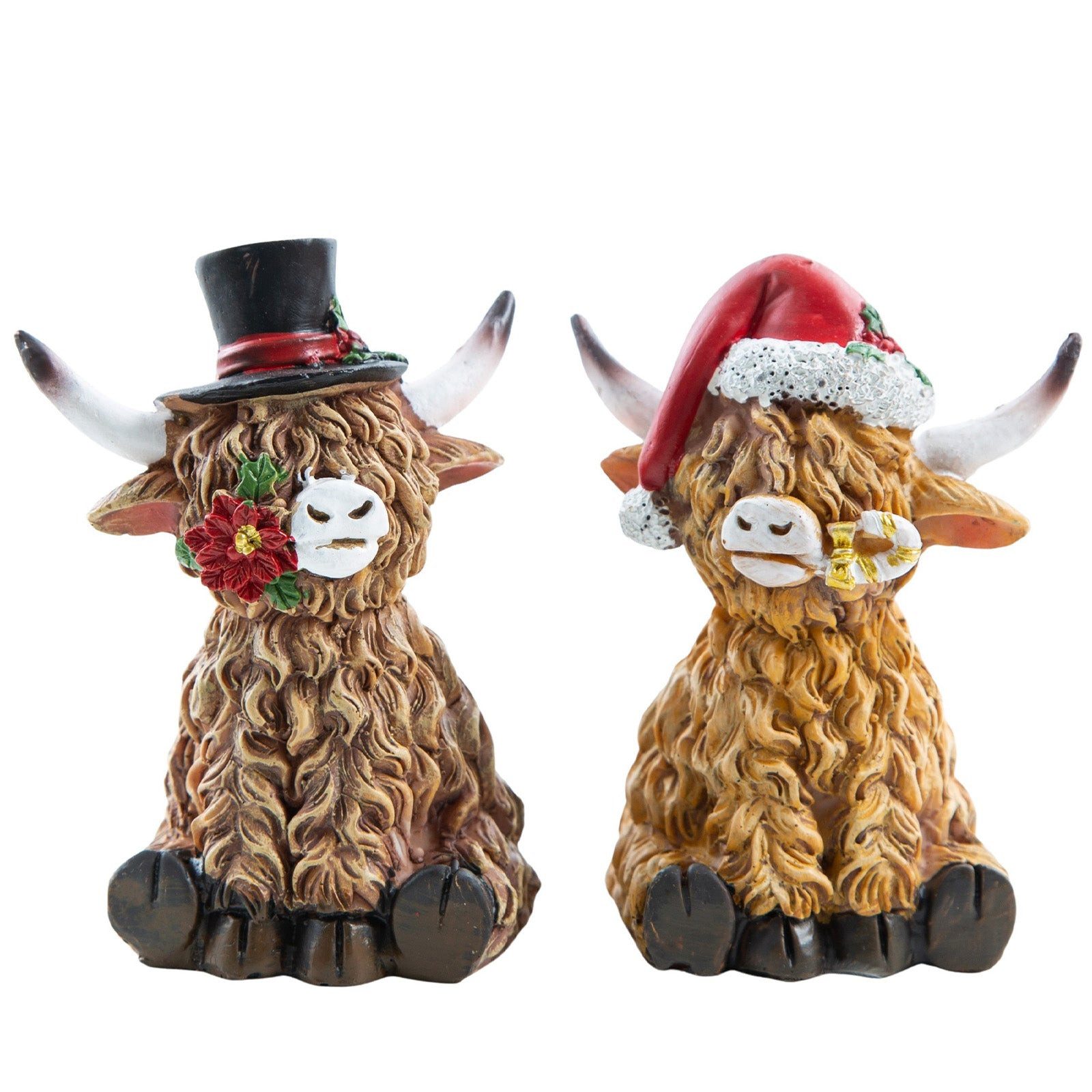 Logbuch-Verlag Dekofigur Highland-Kuh Weihnachtsdeko 2er Set, Braun, Figure günstig online kaufen