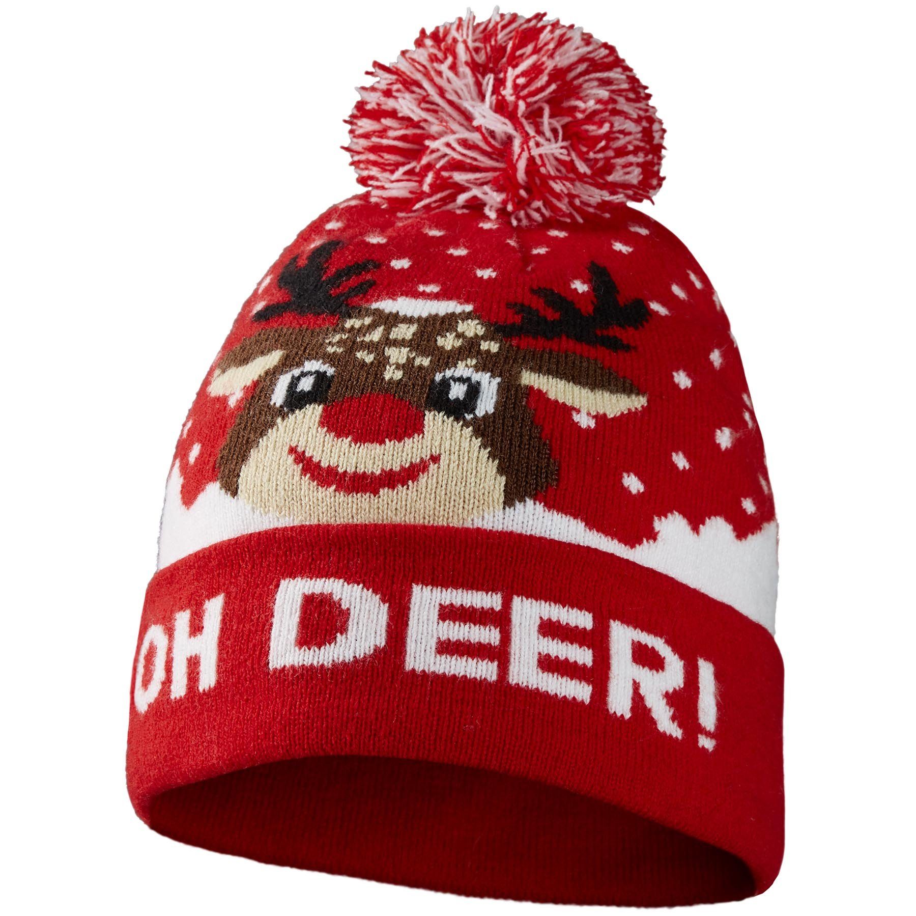 dressforfun Bommelmütze Rentier-Mütze mit Schriftzug günstig online kaufen