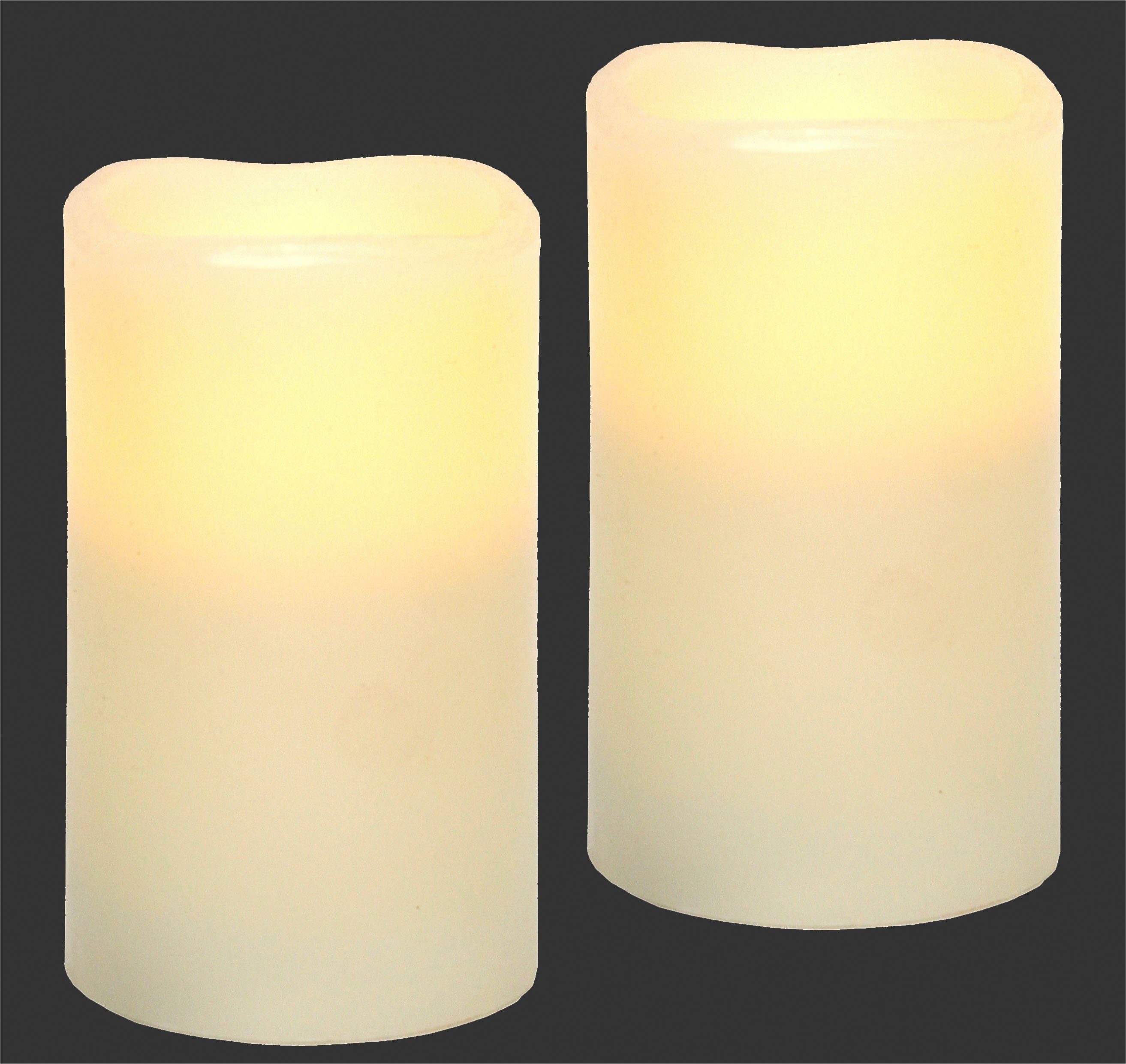 I.GE.A. LED-Kerze LED-Kerzen Flackernd Warmweiß 2er Set Stumpenkerze Deko Valentinstag, Romantische Dekoration Creme Echtwachs romantisch – Bild 4 von 5