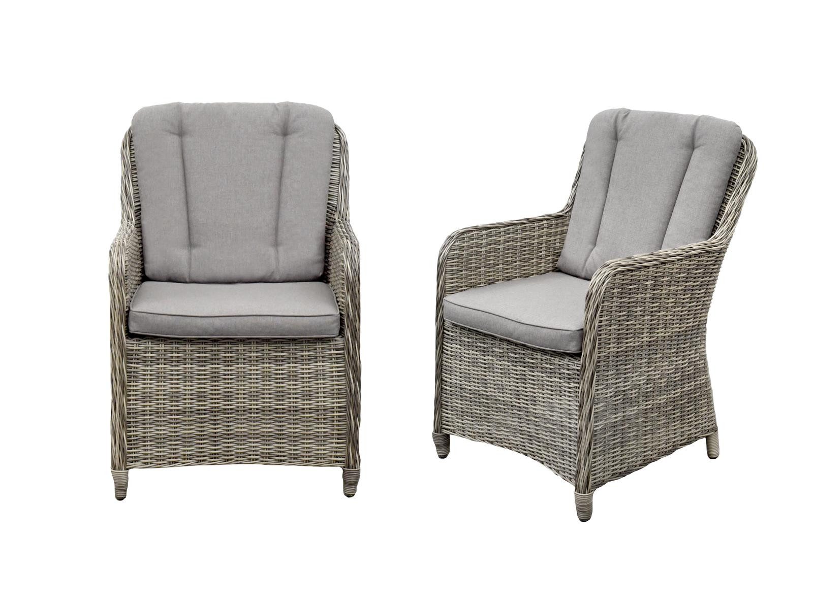 Green Spirit Gartenstuhl »Ria« 2er Set Gartenstühle Rattan Armlehnen Lounge Sessel Stühle (Set, 2 St), Polyrattan, grau, wetterfest - Garten, Terrasse, Balkon