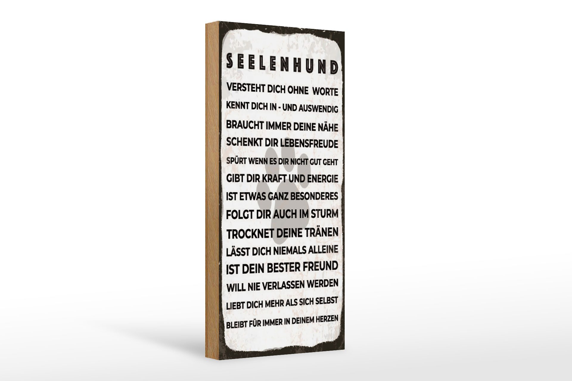 Holzbild Spruch 27x10 cm Seelenhund
