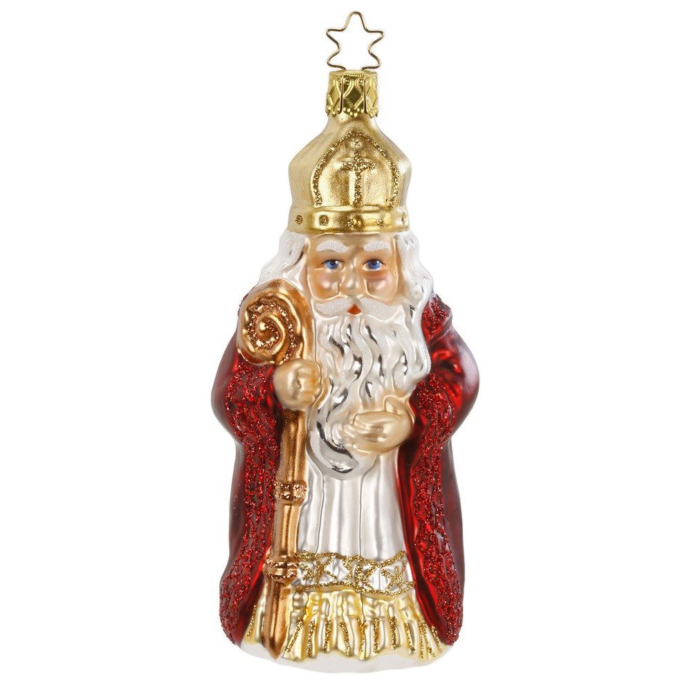 Nikolaus Glas / rot Christbaumschmuck, Christbaumschmuck gold, Sankt INGE-GLAS® Stück 14cm 1