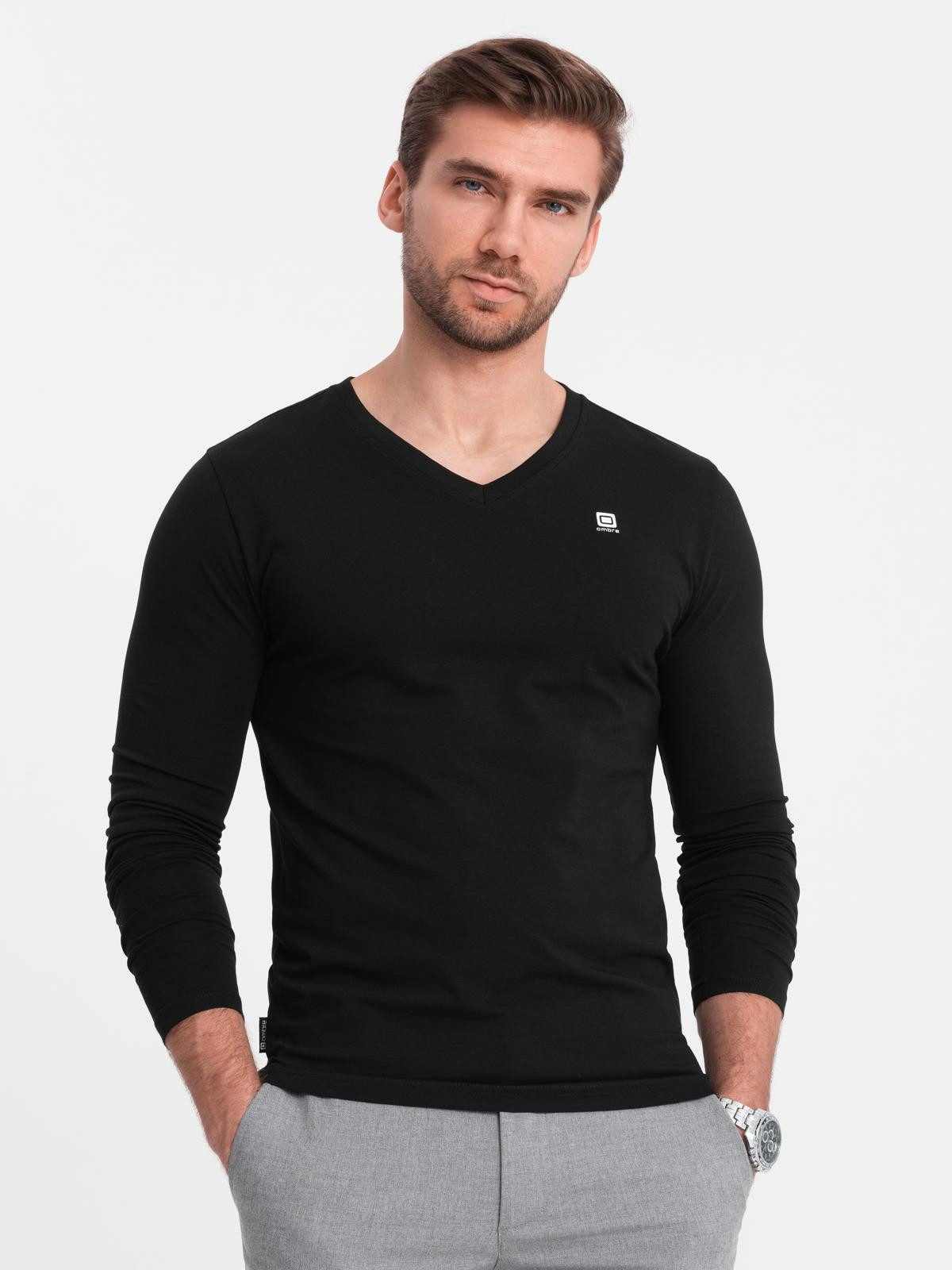 OMBRE Longsleeve 2er-Pack Herren Longsleeves mit V-Ausschnitt