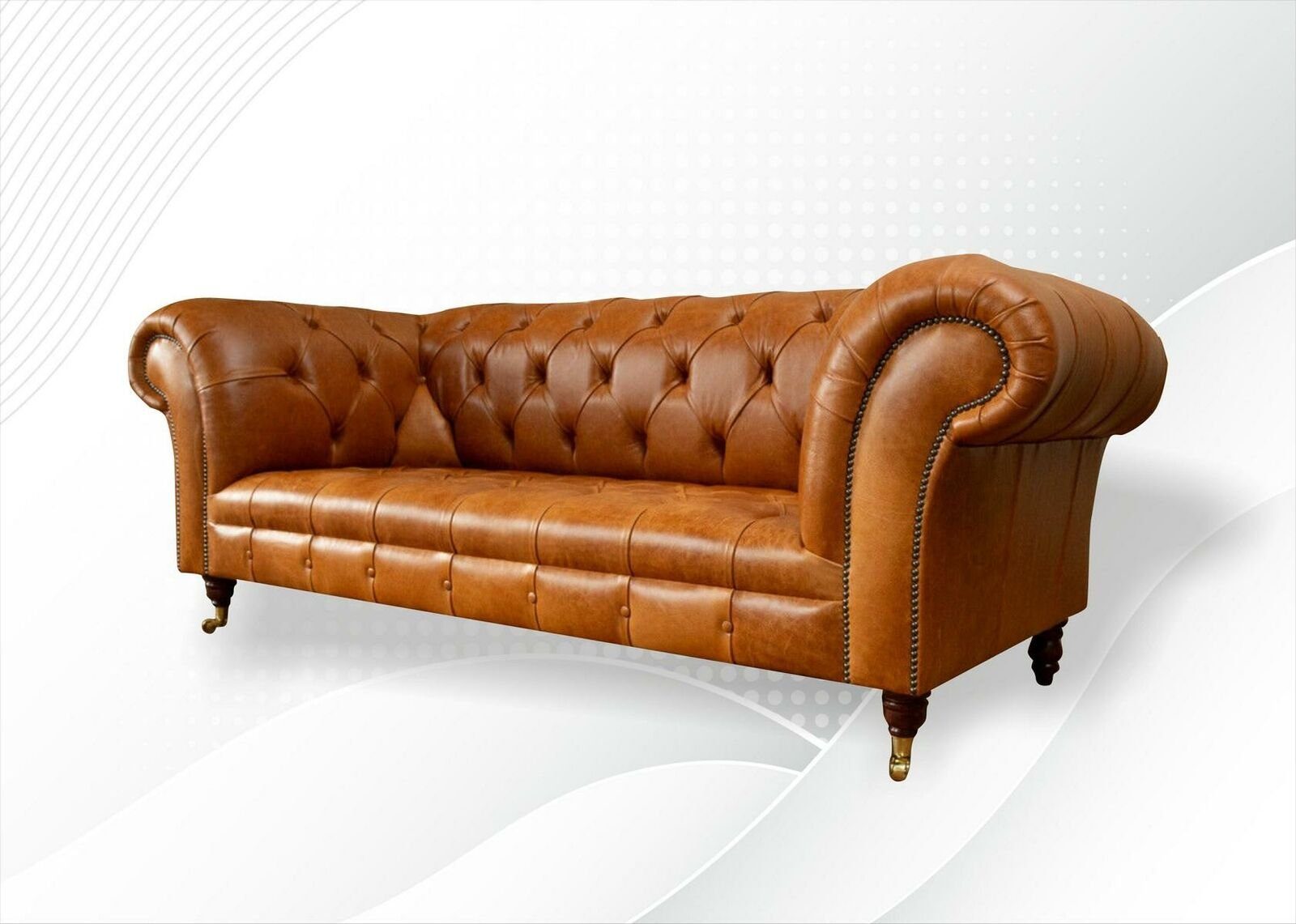 Brauner Couch in Chesterfield-Sofa 3-er Neu, Made Chesterfield Moderne Europe Dreisitzer Möbel JVmoebel