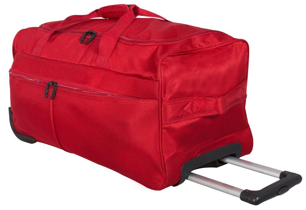 Trendyshop365 Reisetasche Brooklyn (Trolley, 65x35x30cm, 70 Liter, leichte XL Tasche für Damen und Herren), mit Trolleygriff und 2 Rollen rot