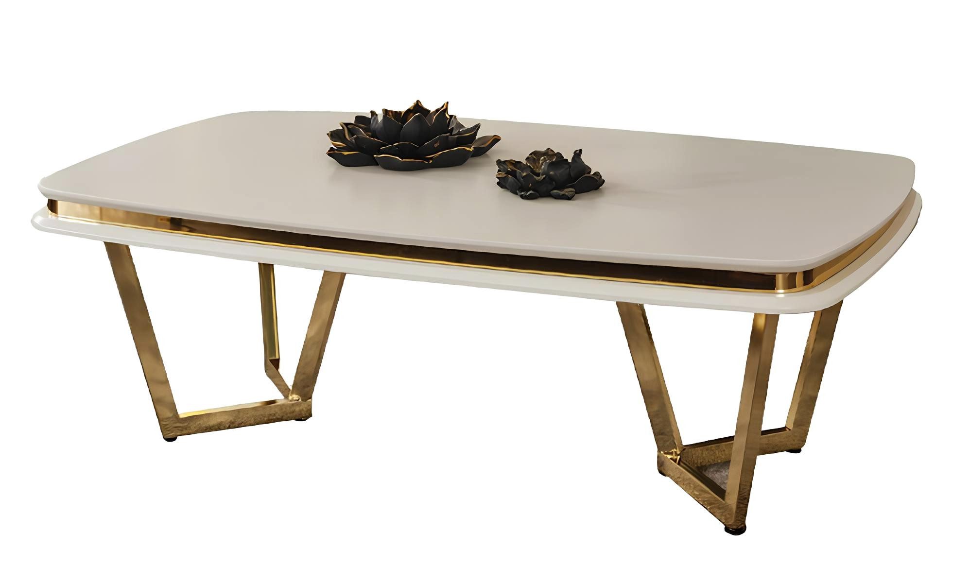 JVmoebel Couchtisch Beiger Couchtisch aus Metall und Holz, modern und robust (Couchtisch), Made in Europa