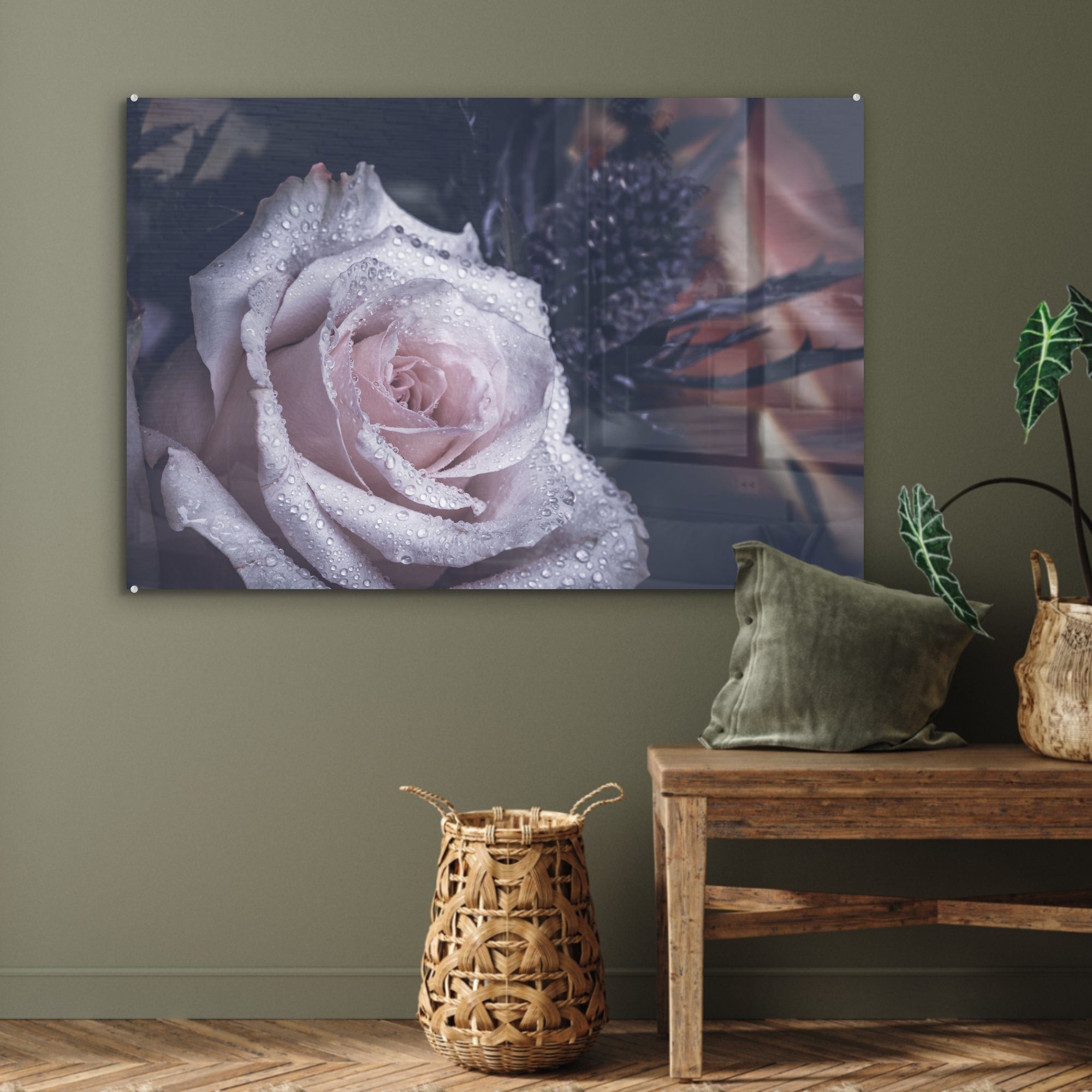 Rose Acrylglasbild MuchoWow - Weiß, Wohnzimmer Schlafzimmer St), (1 - Wasser & Acrylglasbilder