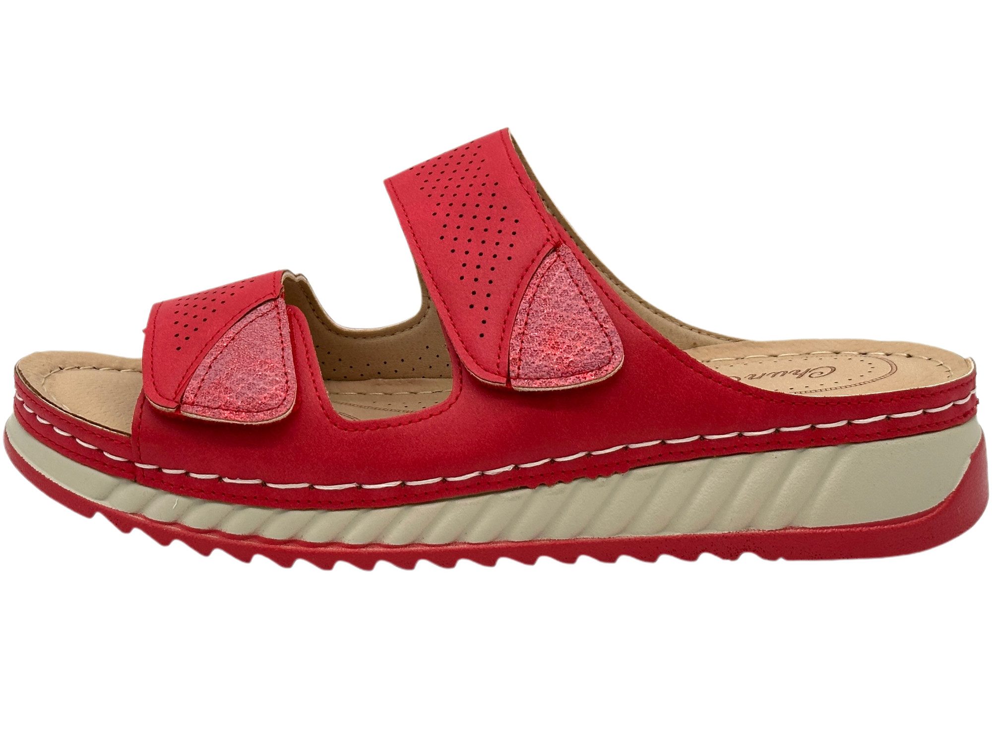 Nowaland Bequeme Damen-Pantoletten mit verstellbarem Riemen und Keilabsatz Pantolette atmungsaktiv, weiche Innensohle, ideal für Alltag & Komfort