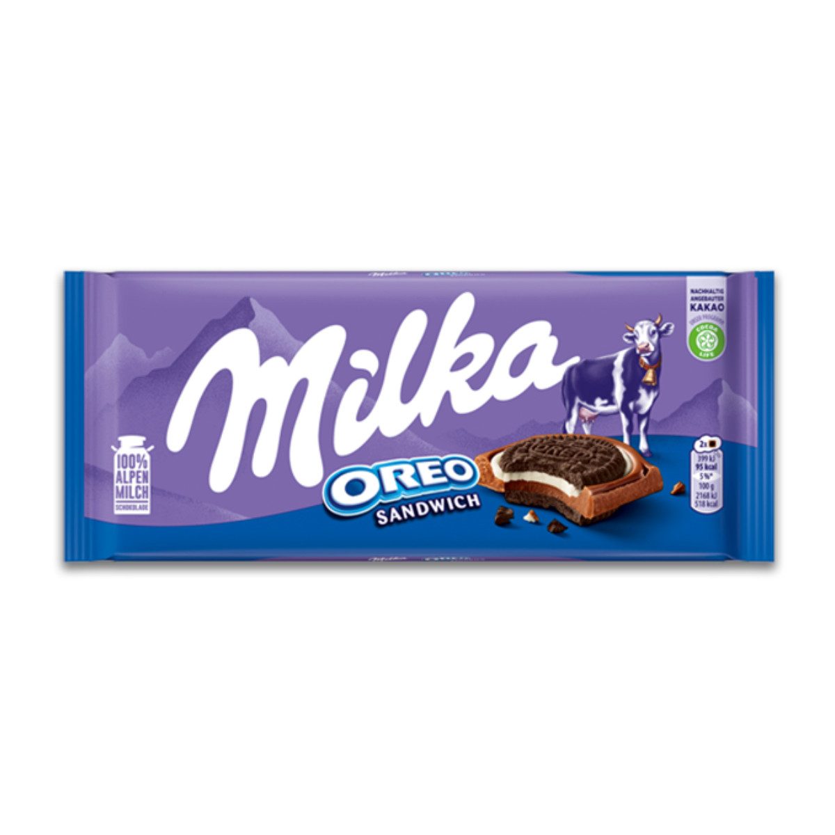 MILKA Schokolade, Milka Oreo Sandwich Schokolade Milchcreme mit Kakaokekse 92g