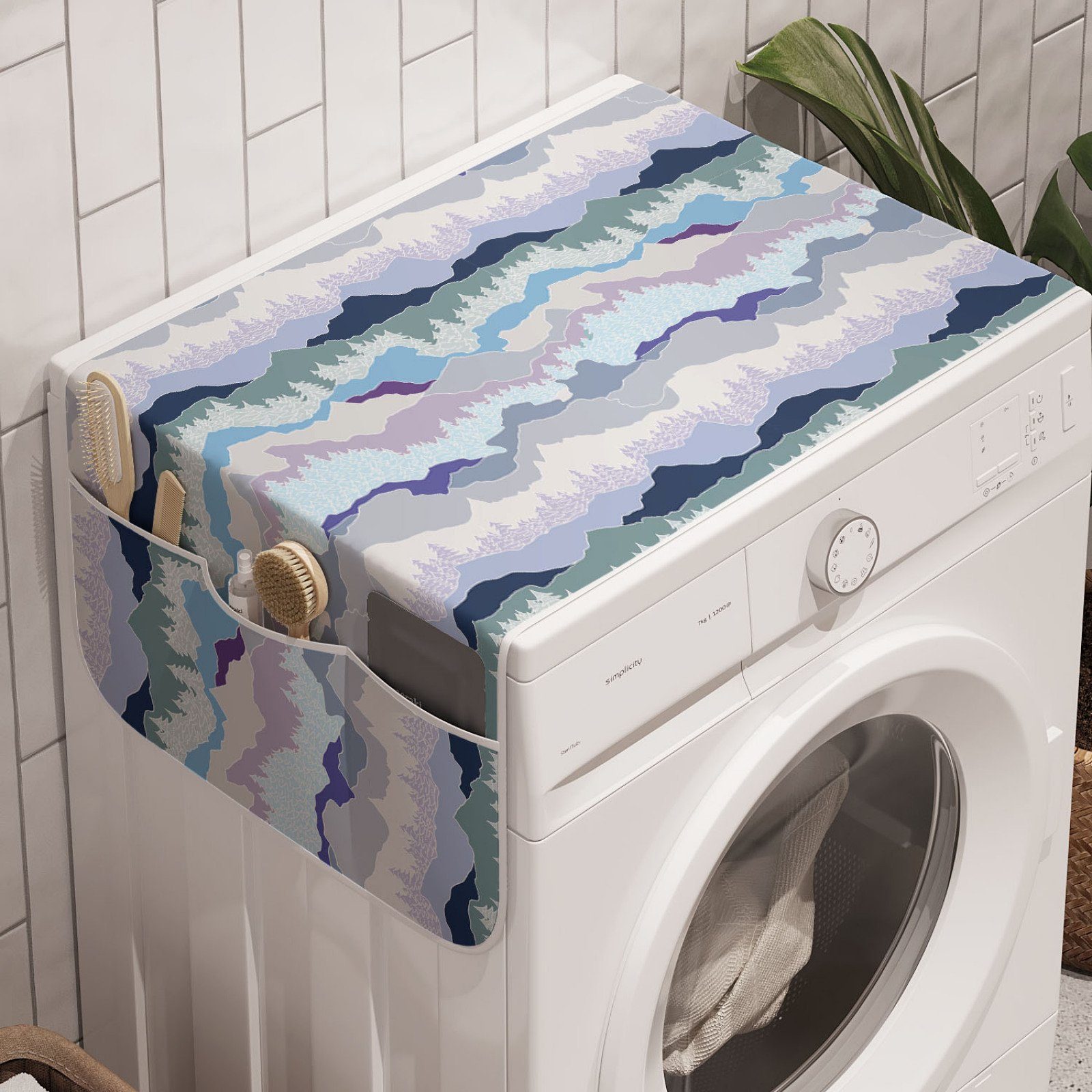 Waschmaschine Trockner, Abstrakt Anti-Rutsch-Stoffabdeckung Badorganizer Wie für Pastel Tone und Abakuhaus Landschaft