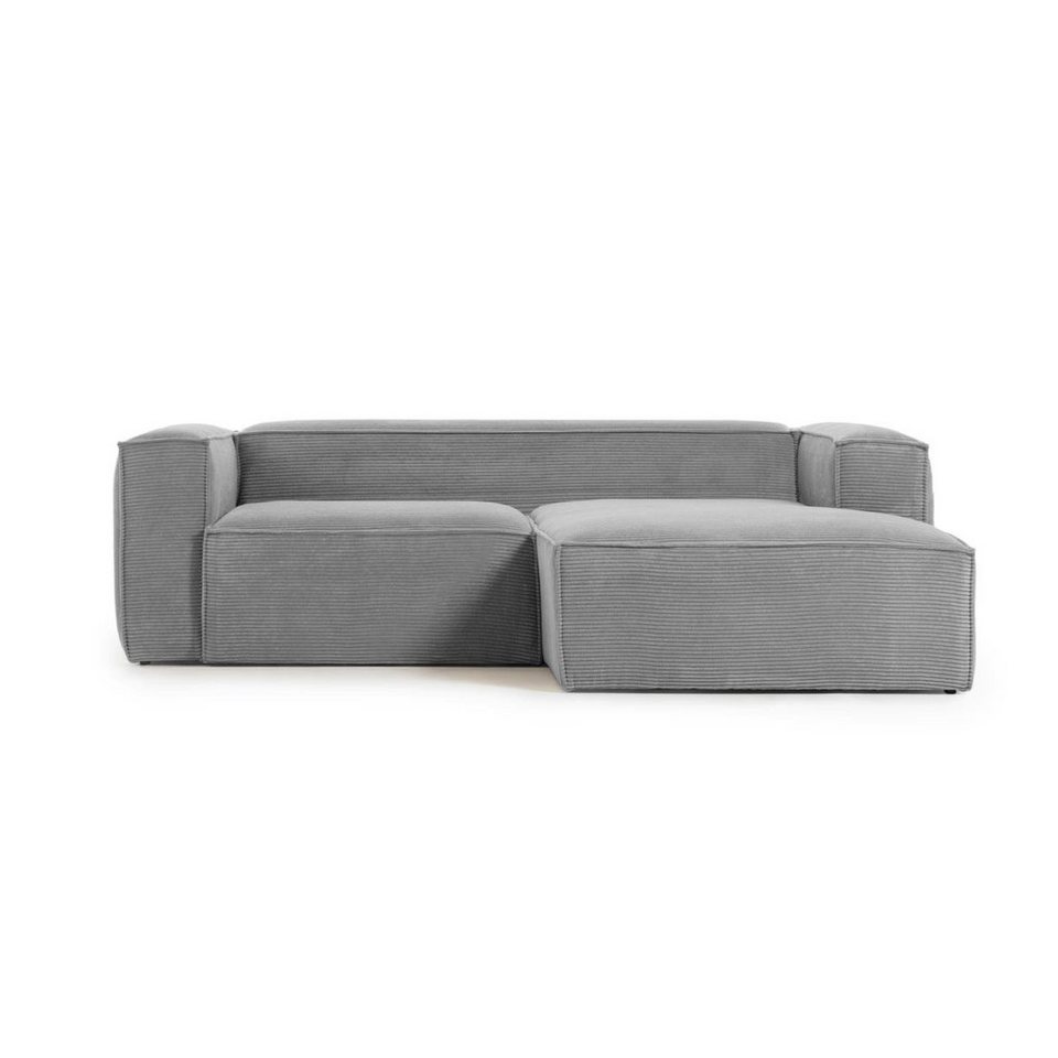 Natur24 Sofa Sofa Blok 2-Sitzer mit Longchair rechts grau 240cm Couch