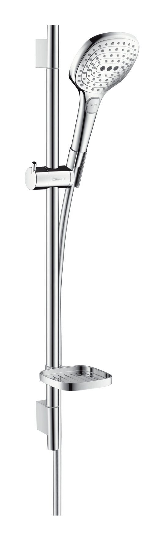 hansgrohe Stangenbrause-Set Raindance Select E 120, Höhe 71.8 cm, 3 Strahlart(en), 3jet EcoSmart mit Brausestange 650 mm und Seifenschale - Weiß / Chrom