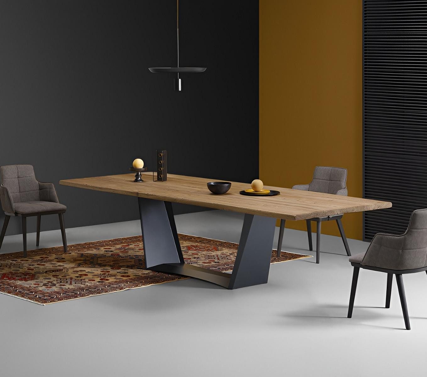 JVmoebel Esstisch Eleganter Esstisch aus Eichenholz mit Metallgestell (Packung, 1-St., Tisch)
