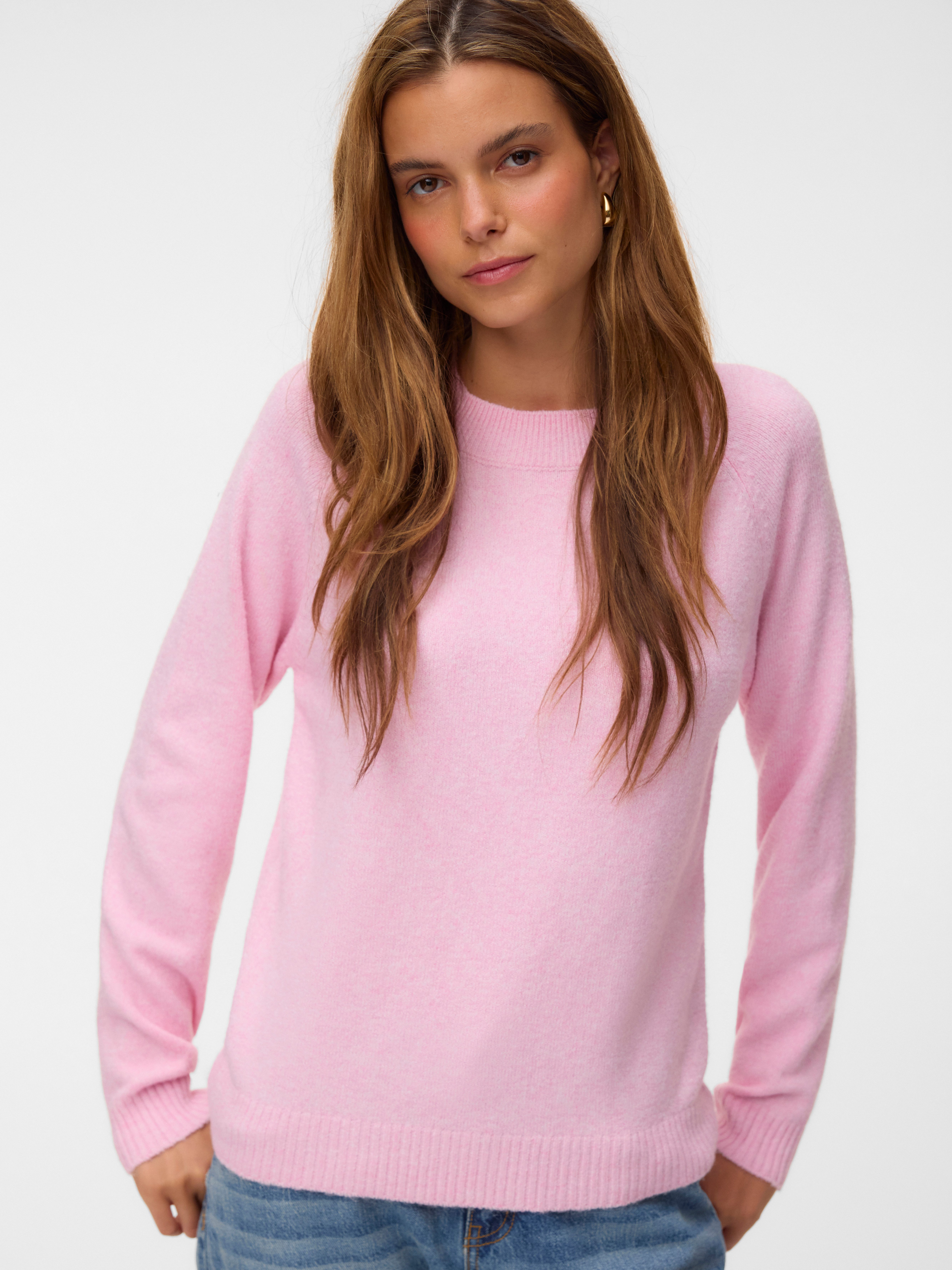 Vero Moda Rundhalspullover VMDOFFY LS O-NECK BLOUSE GA NOOS Materialmix, regular fit