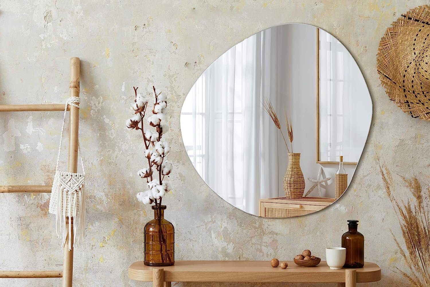 Tulup Dekospiegel Rund Wanddeko Spiegel Wand Modern Glas Kosmetikspiegel – Bild 5 von 5