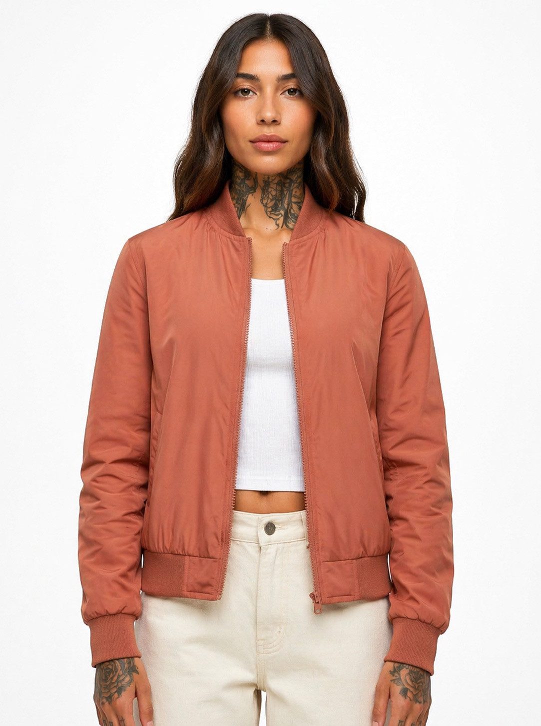 urbandreamz Bomberjacke Damen leichte Bomberjacke Jacke Sommer Frühling Übergangsjacke Seitentaschen, wasserabweisend, waffelartige seitliche Einsätze