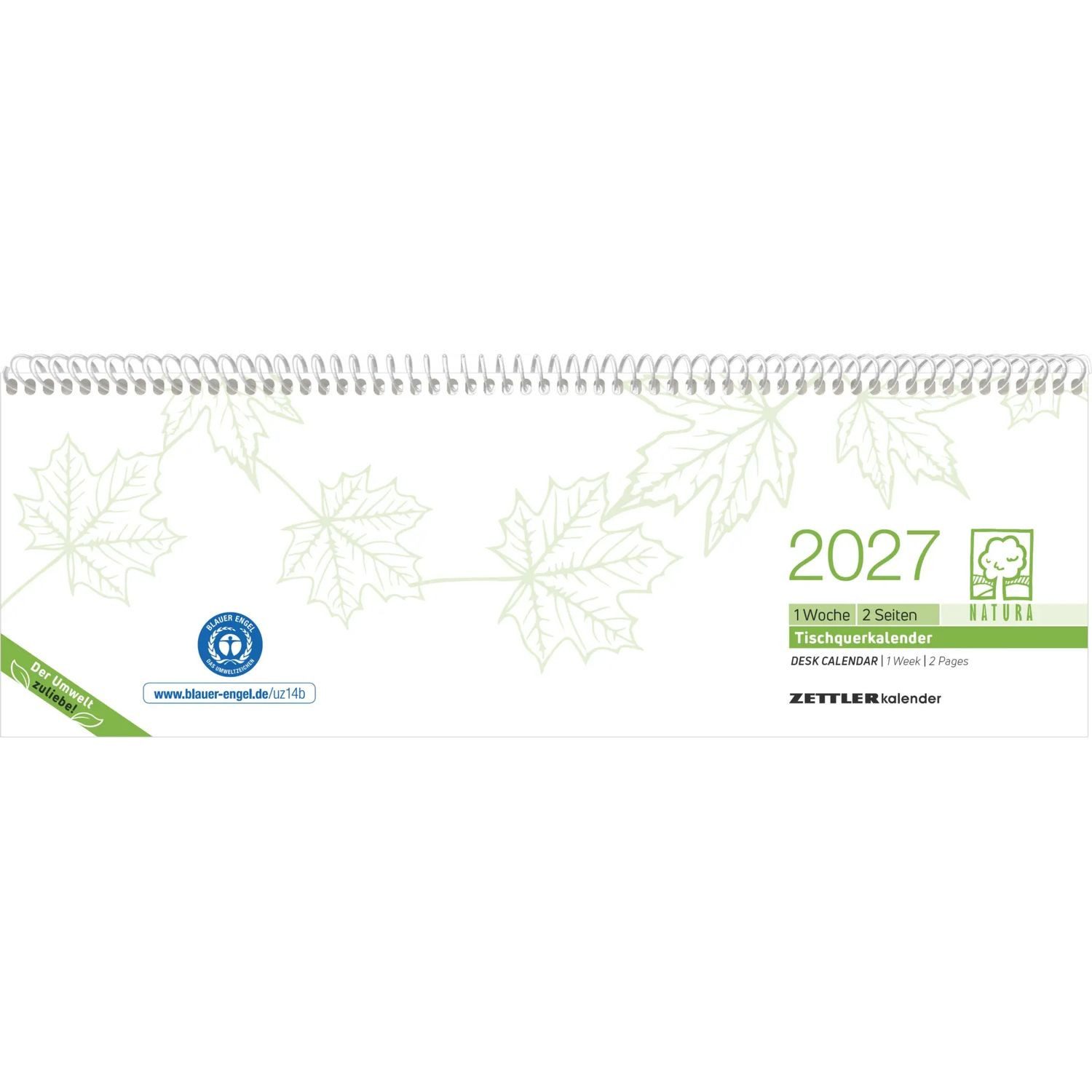 Querkalender Tischquerkalender 1W/2S BlauerEngel 2027