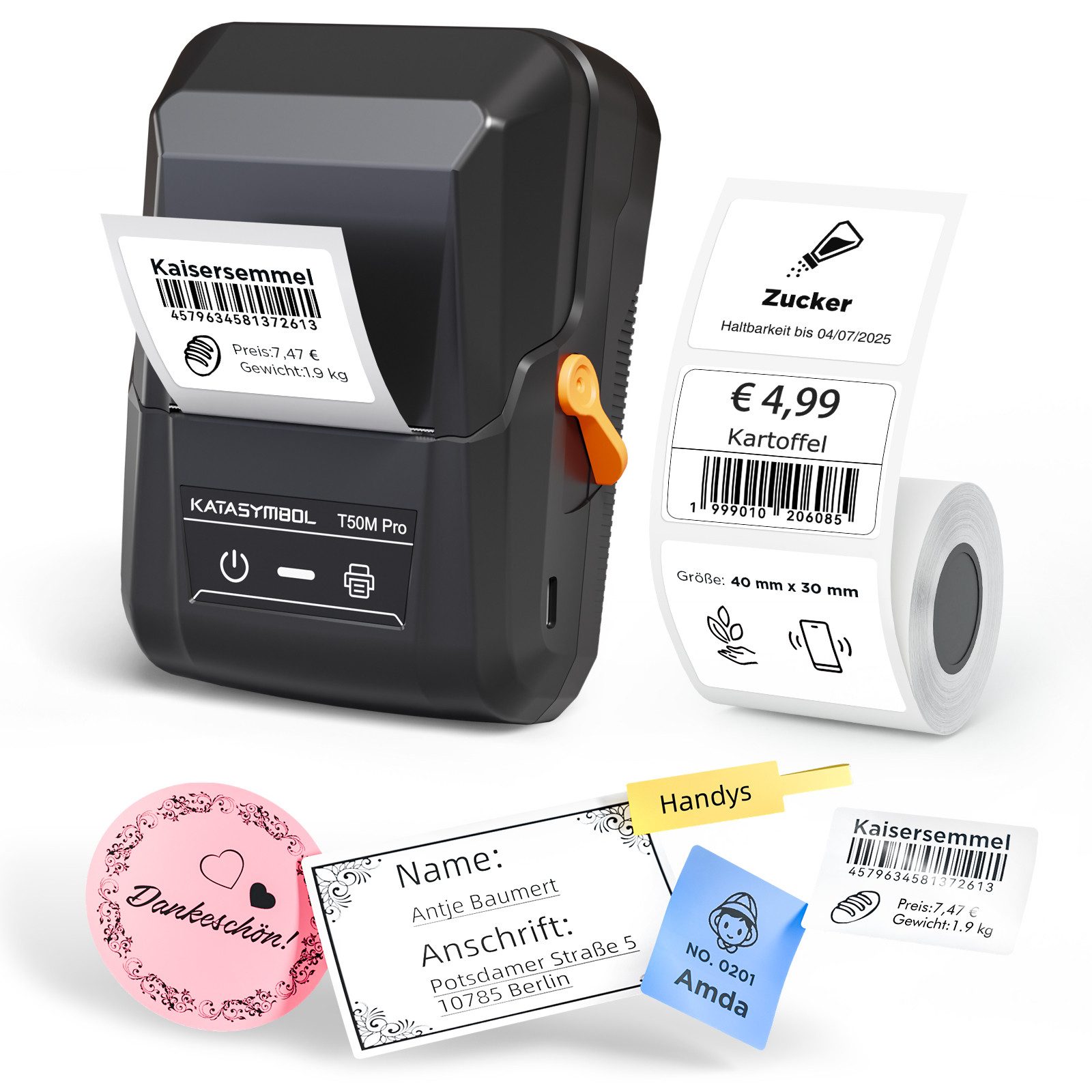 SUPVAN T50M Pro Bluetooth Etikettendrucker, (Bluetooth, Vielseitige App mit 30 Schriftarten und über 700 Icons)