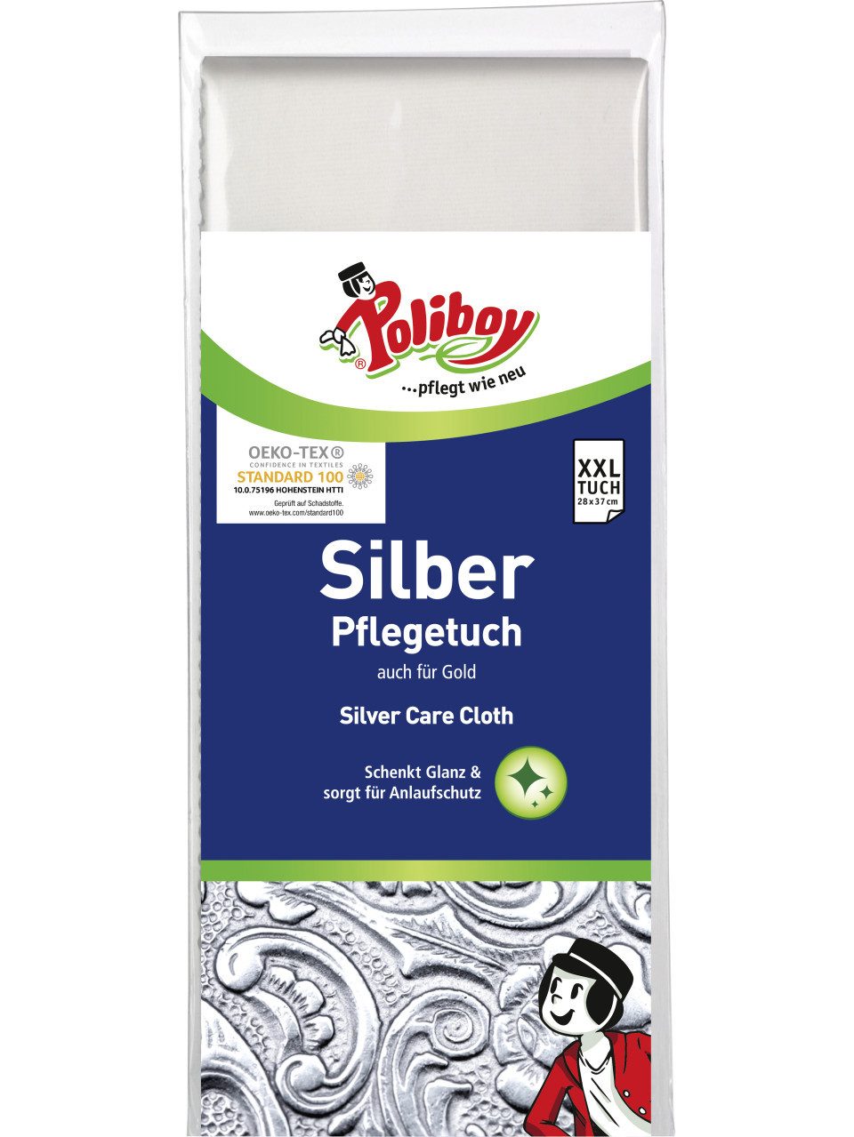 poliboy Poliboy Silber Pflegetuch 28 x 37 cm Reinigungstücher (100% Baumwolle)