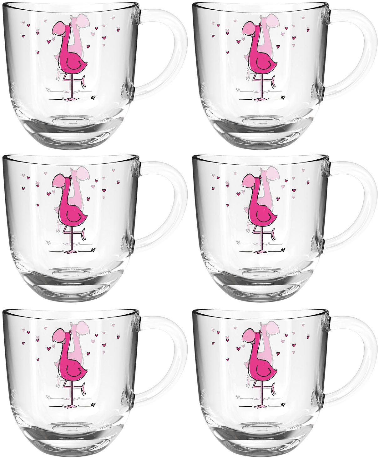 LEONARDO Gläser-Set BAMBINI Flamingo 6er-Set, Glas, 280 ml