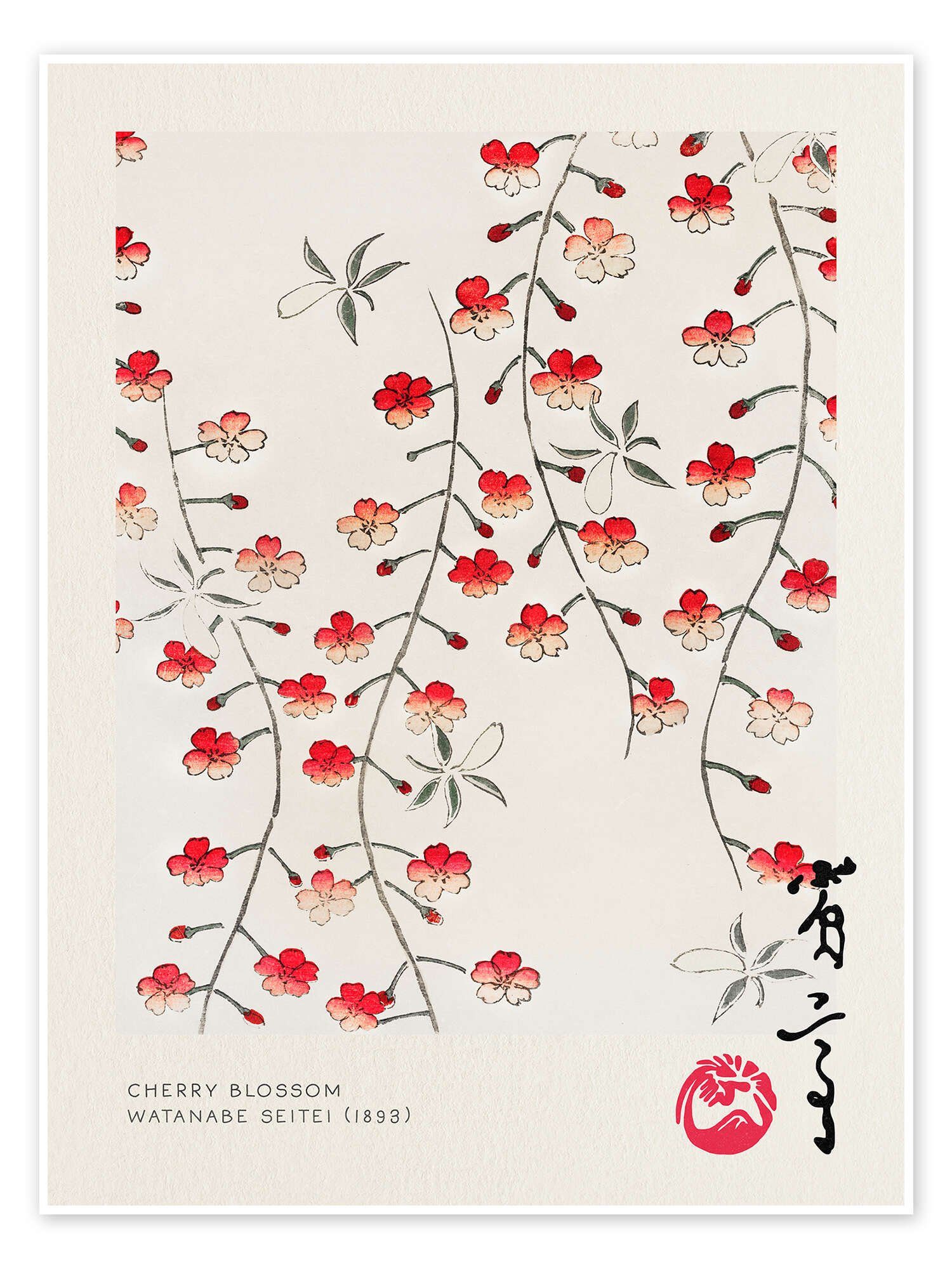 Posterlounge Wandbild Japandi - Cherry Blossom, Watanabe Seitei, erhältlich als Poster, Leinwandbild, Wandsticker oder Acrylglasbild