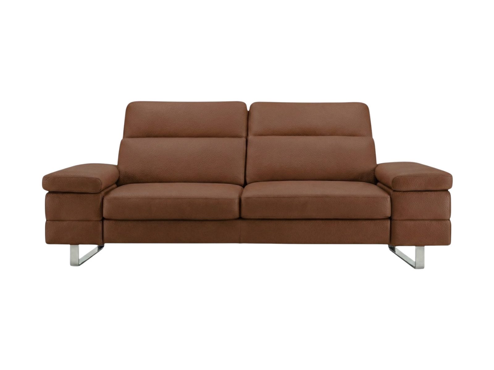 Villa Möbel Sofa Virage, 2-Sitzer 1 Teile, Echtleder-Sofa mit Kopfteilverstellung fürs Wohnzimmer