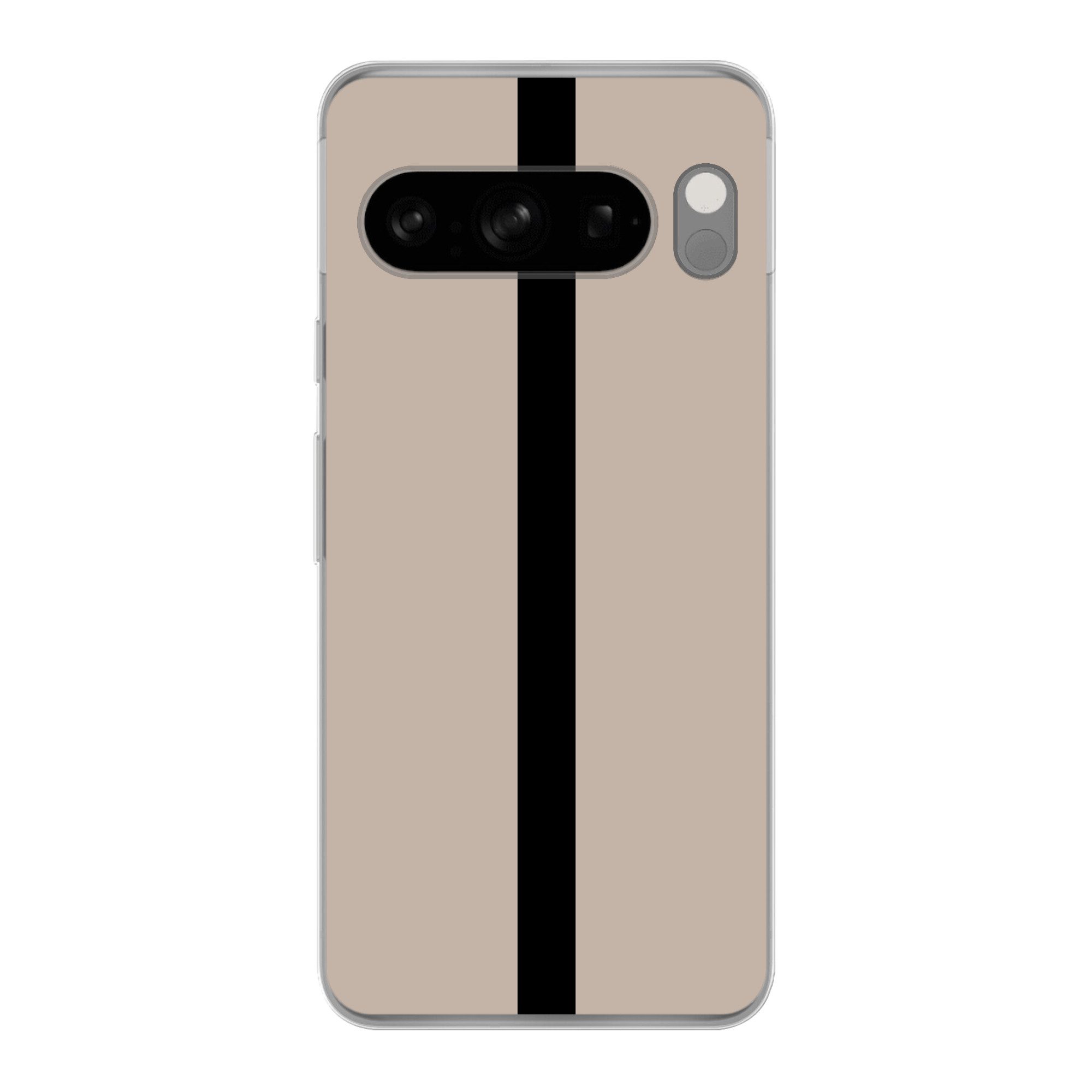 MuchoWow Handyhülle für Google Pixel 8 Pro Beige - Schwarz - Gestreift - Minimalistisch, Phone Case, Silikon, Schutzhülle Dünn