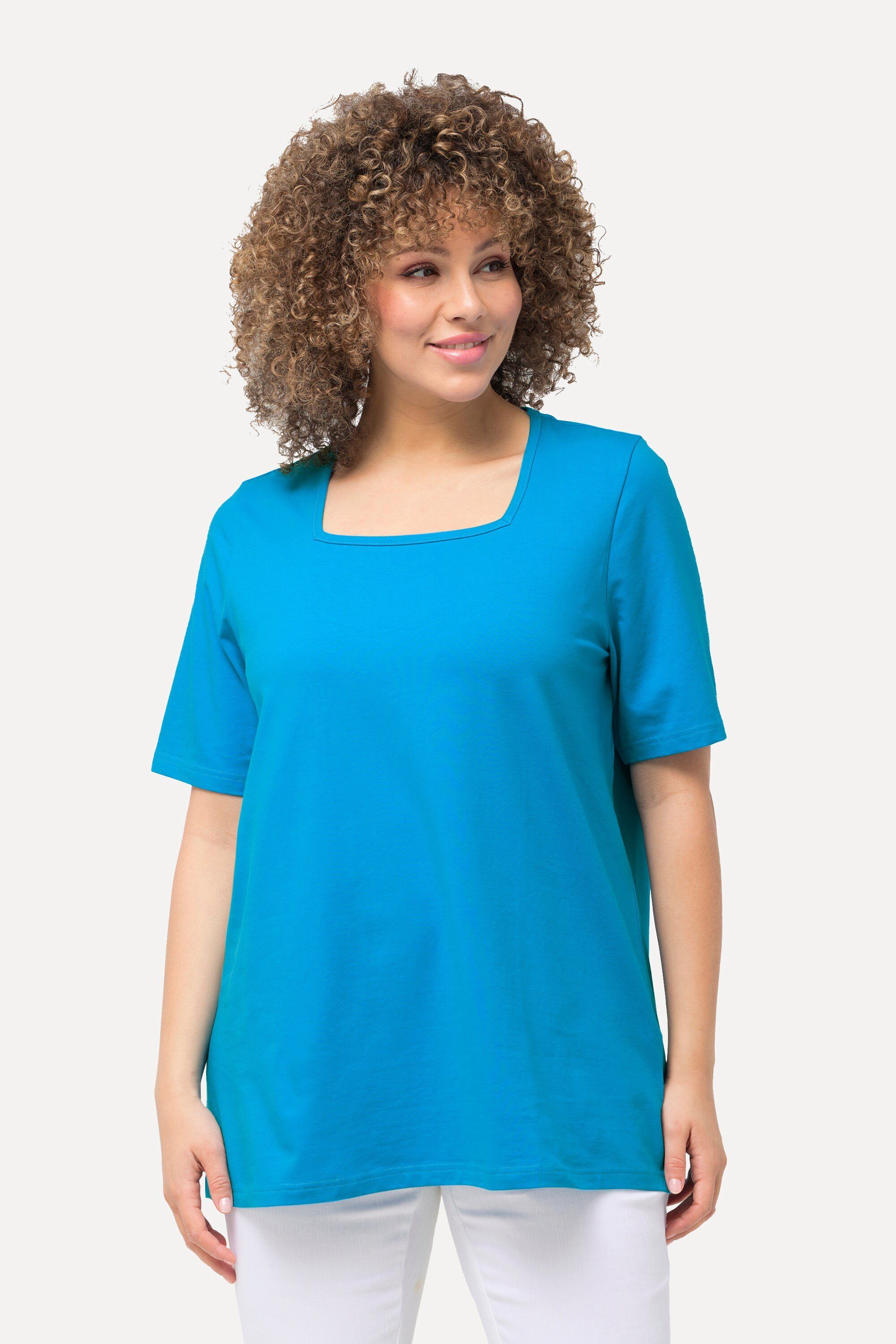 Ulla Popken T-Shirt T-Shirt A-Linie Carré-Ausschnitt günstig online kaufen