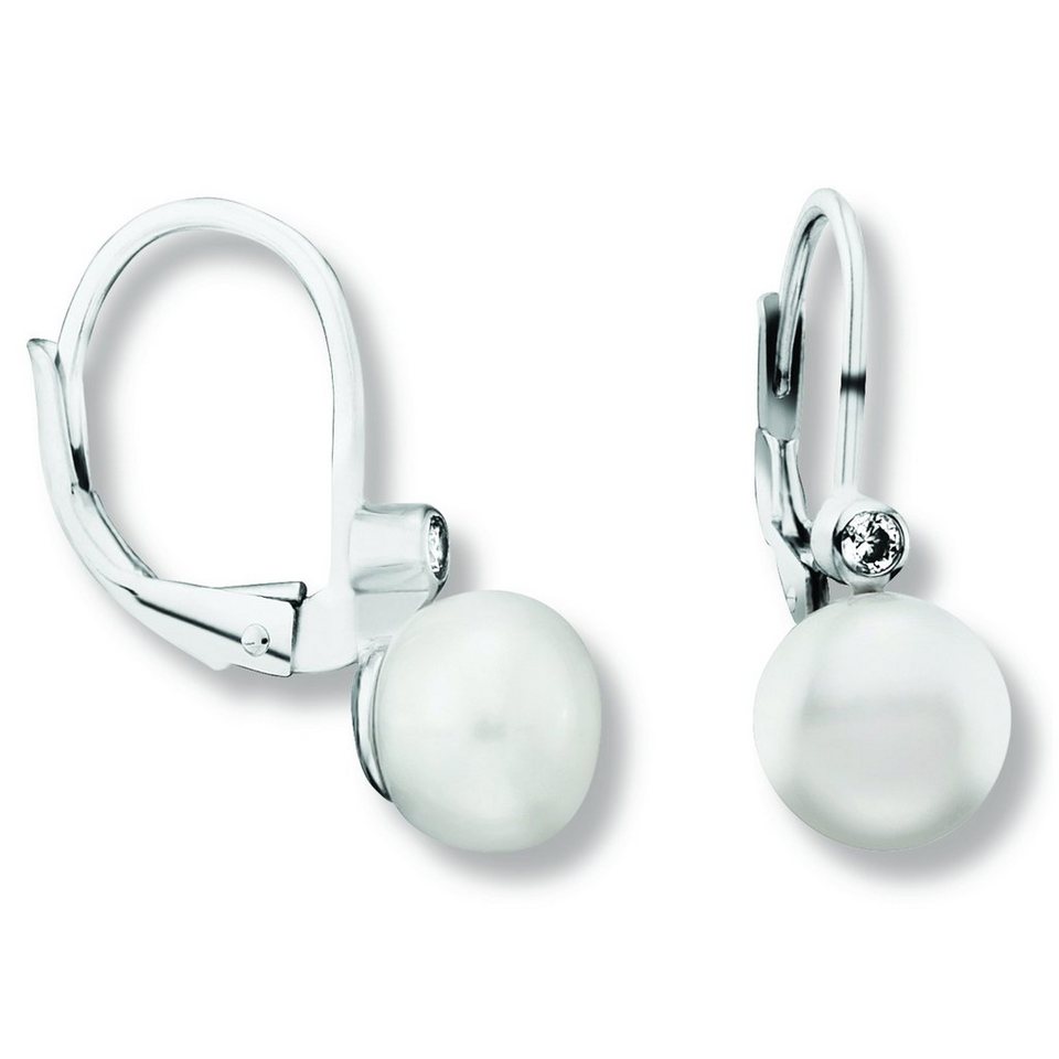 ONE ELEMENT Paar Ohrhänger Zirkonia Ohrringe Ohrhänger aus 925 Silber, Damen  Silber Schmuck, Breite : 8,50 mm - Höhe : 21,40 mm incl. Brisur -  Durchmesser: 8,5