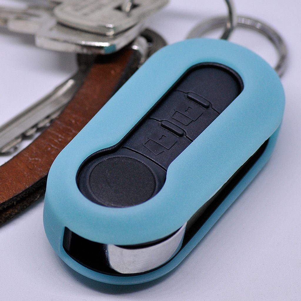 mt-key Schlüsseltasche Autoschlüssel Softcase Silikon Schutzhülle  fluoreszierend Blau, für Citroen Jumper Peugeot Boxer FIAT Ducato 500 Punto  Panda ab