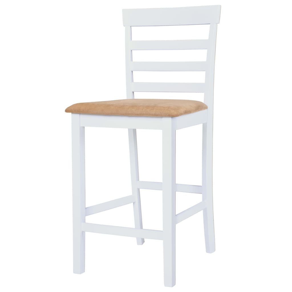 und 5-tlg Stühlen Braun Weiß mit Sitzgruppe Hochstühle Barhoc Bartisch Massivholz vidaXL