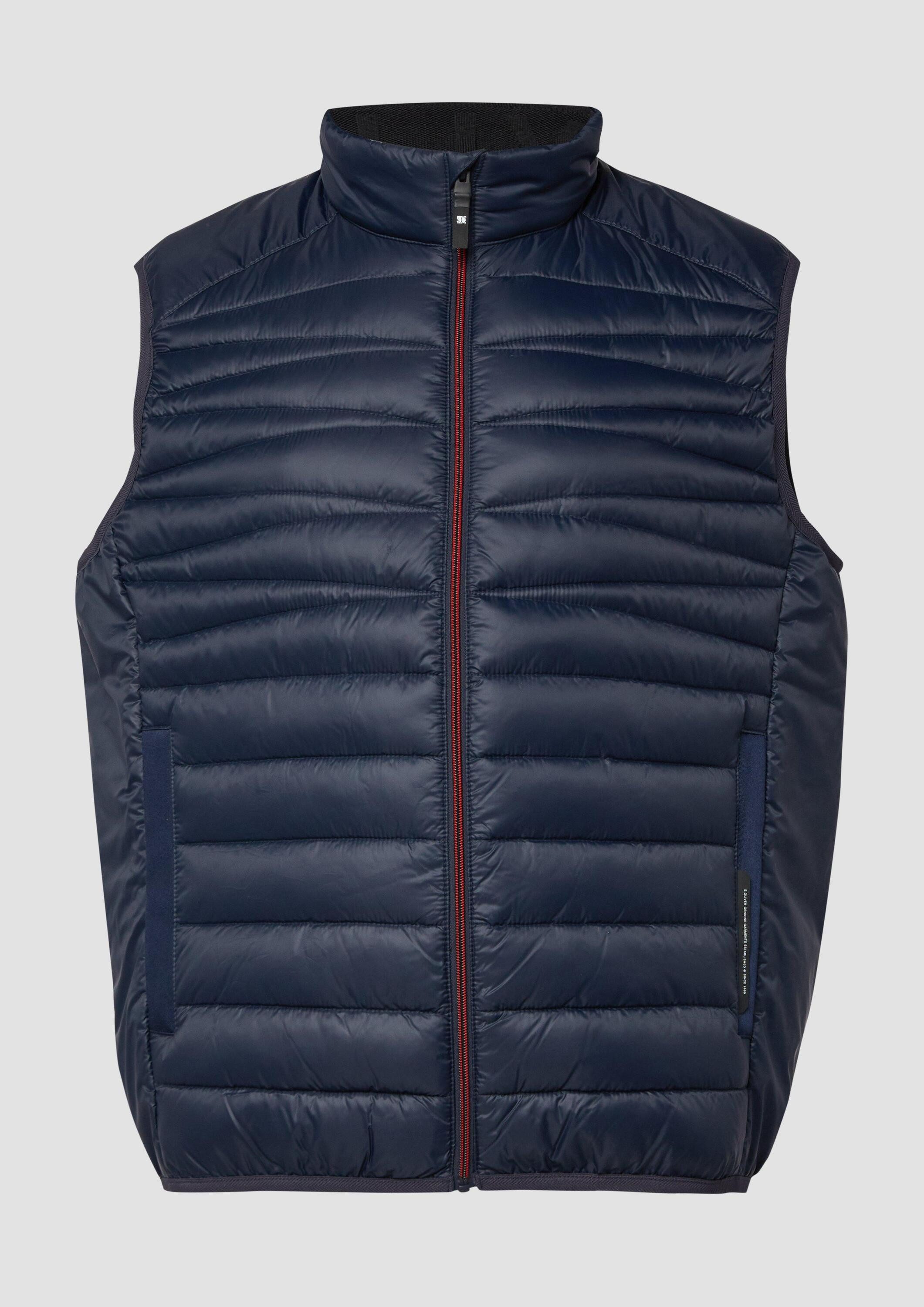 s.Oliver Outdoorjacke Outdoor-Weste Leichte Steppweste mit Stehkragen und Kontrast-Details