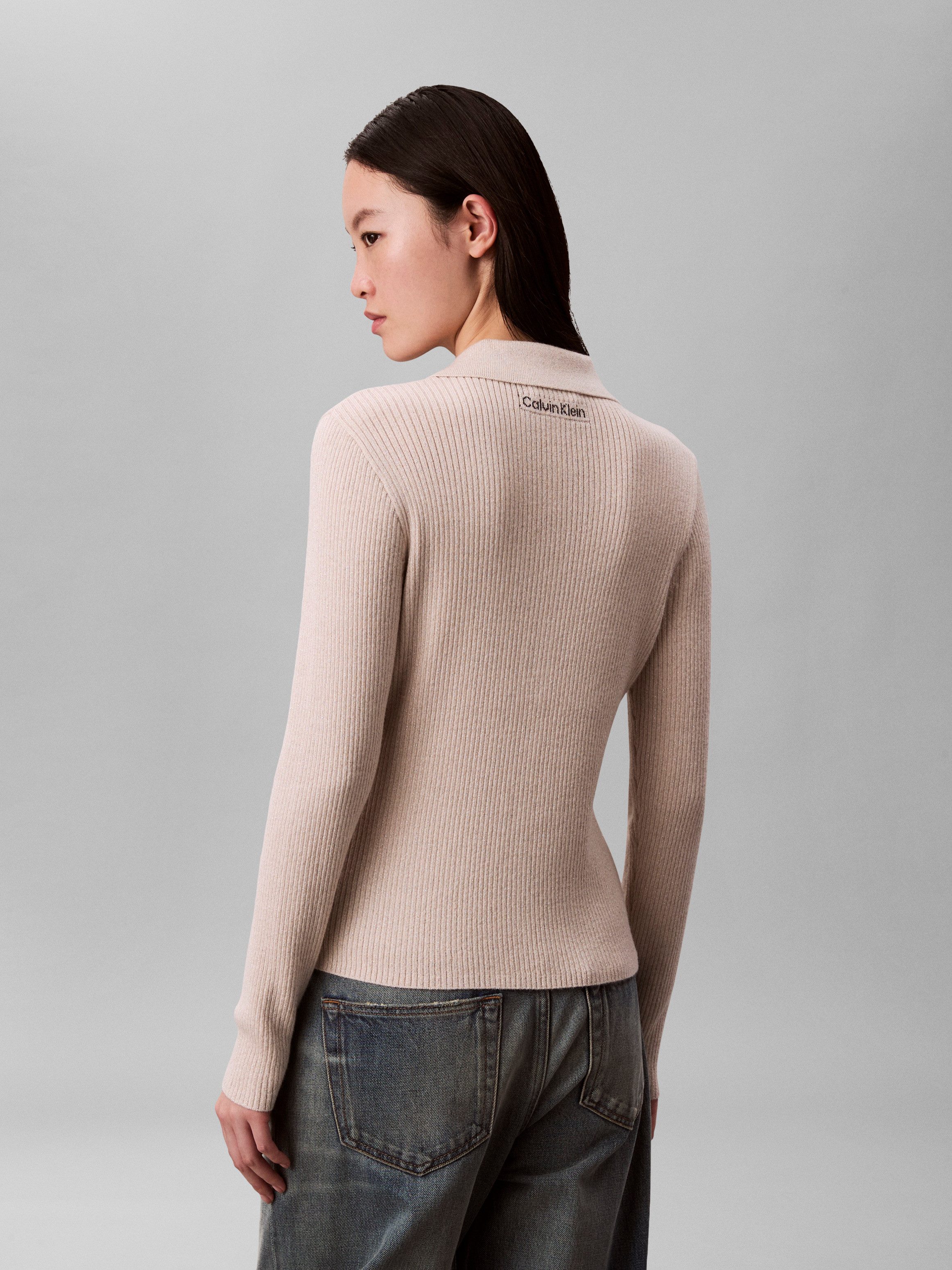 Calvin Klein Jeans Strickjacke Regular fit mit Glitzer und Rundhalsausschnitt