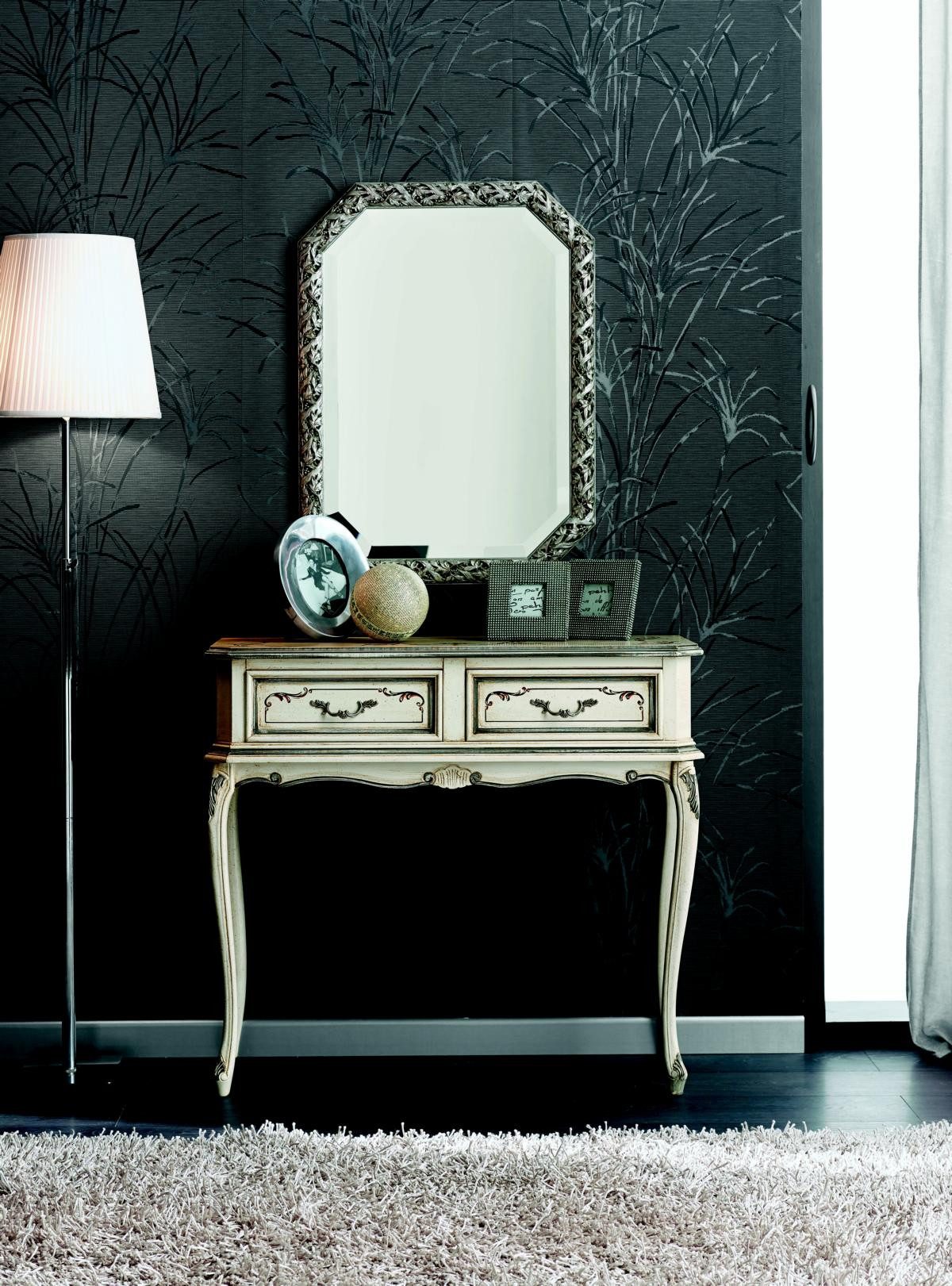 Konsolentisch Klassischer Barock Konsolentisch Wandtisch weiß aus Holz