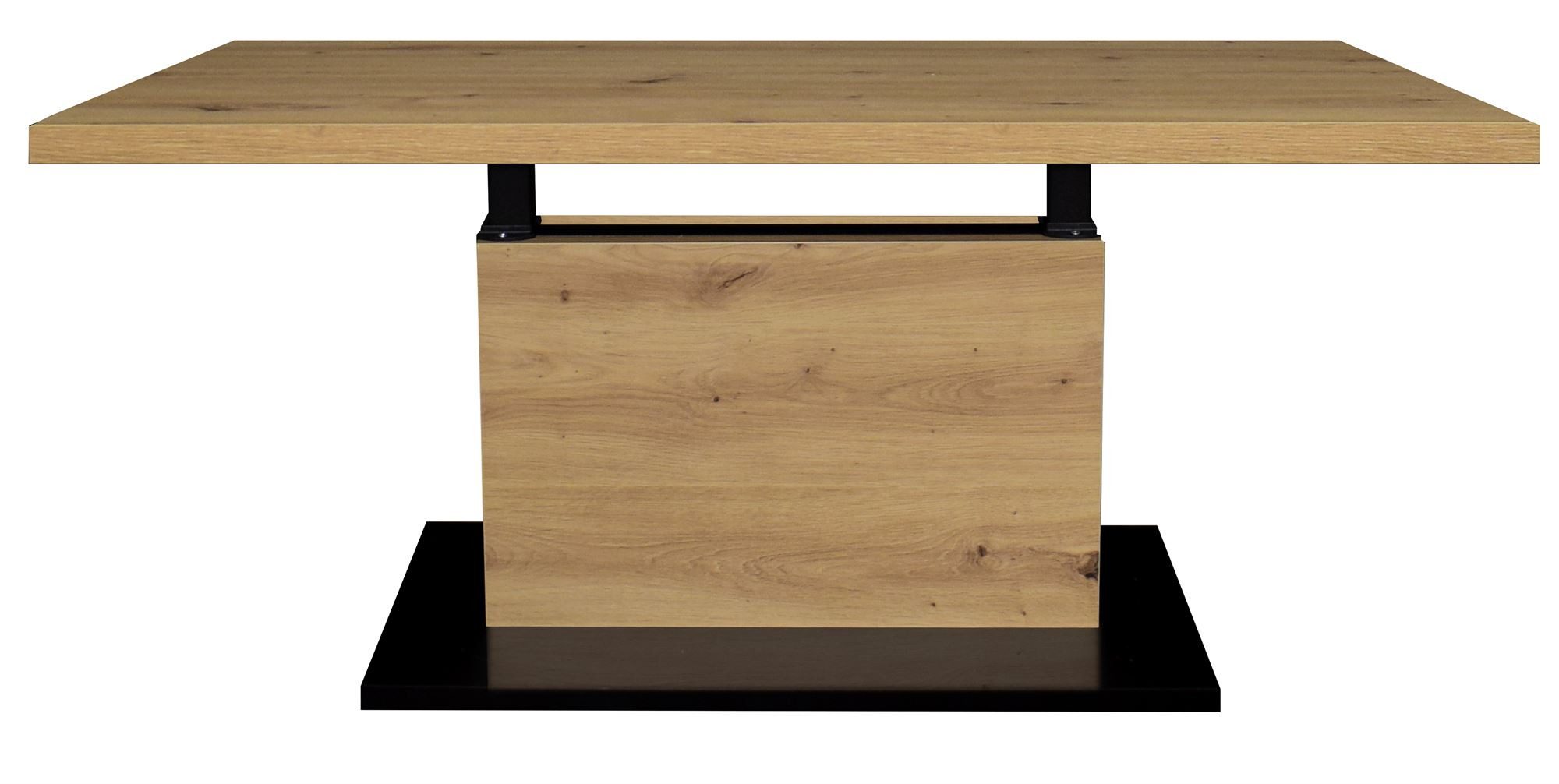 58 aufm Kessel Couchtisch Wohnzimmertisch höhenverstellbar Else 4 120x49x70 Schwarz/Asteiche (inkl. Lieferung bis an die Tür, 1-St., Lieferung bis zur Haustür), Höhenverstellbar 49-68 cm mit Ilse Lift,ABS-Kante,Metallgestell