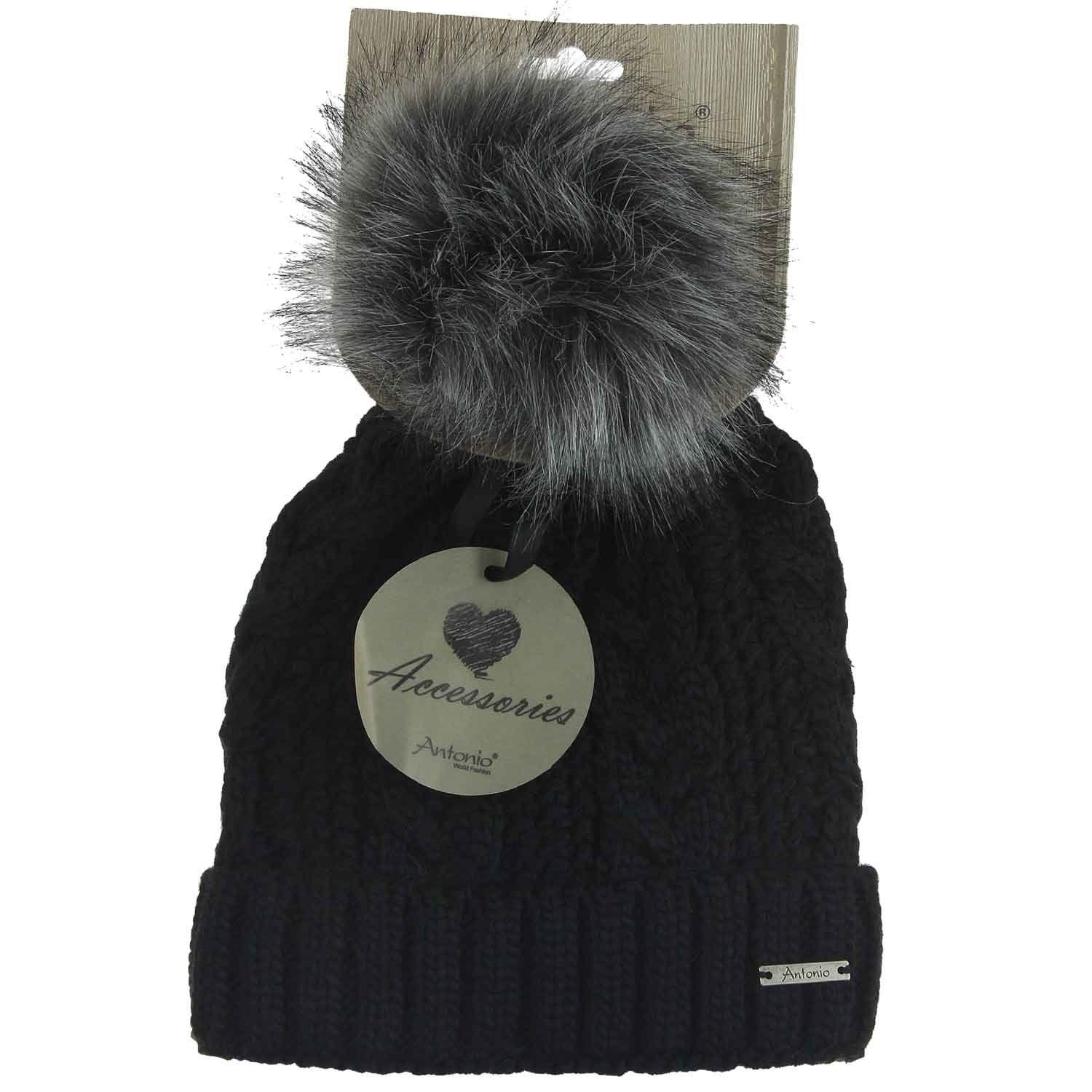 Fan-O-Menal Beanie-Mütze Mit Kreuz-Stickerei – Schwarz, Aus Polyacryl, Einheitsgröße