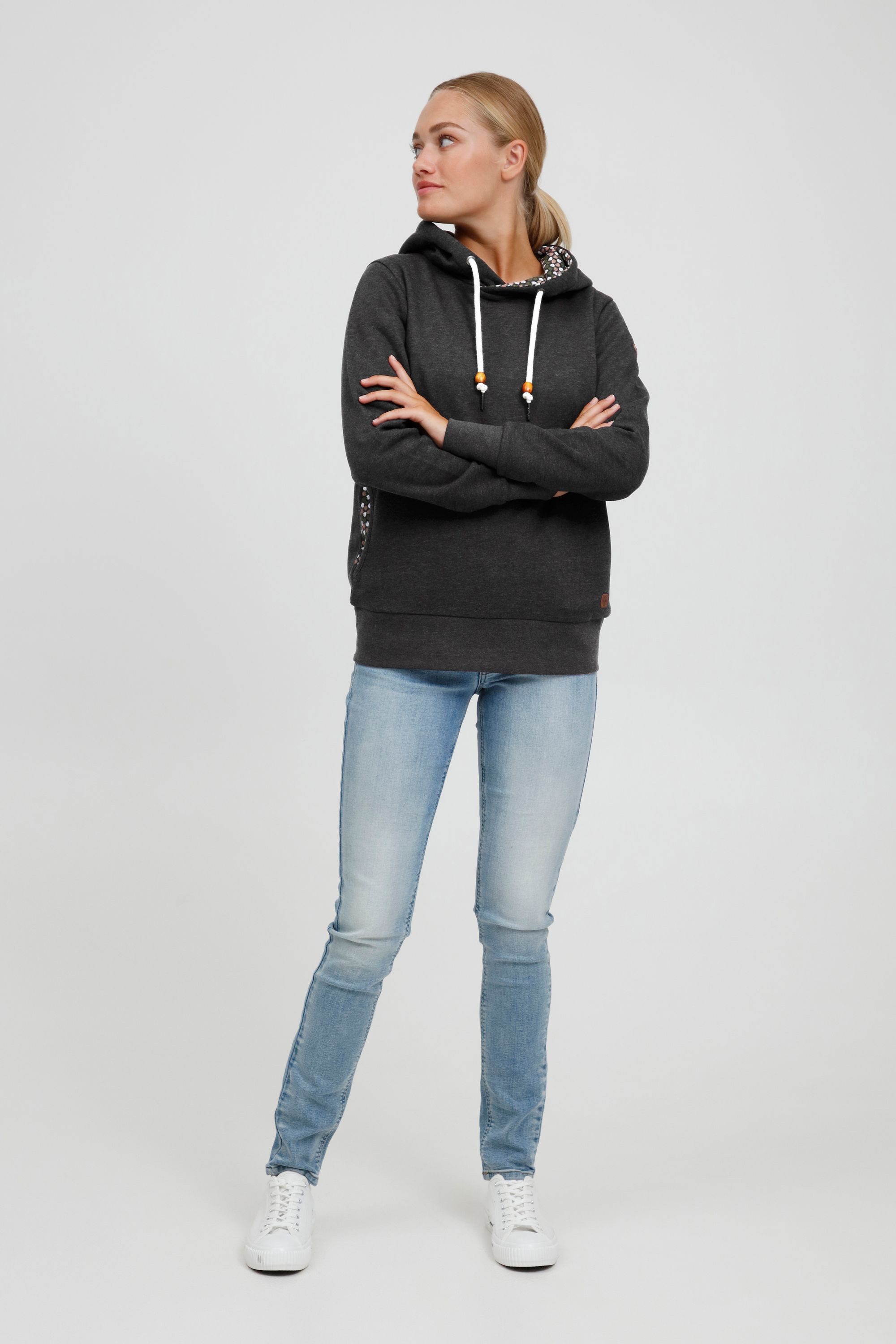 OXMO Kapuzenpullover OXUlrika Kapuzenpullover mit Innenmuster