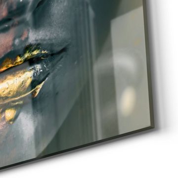 DEQORI Glasbild 'Frau mit Gold im Gesicht', 'Frau mit Gold im Gesicht', Glas Wandbild Bild schwebend modern