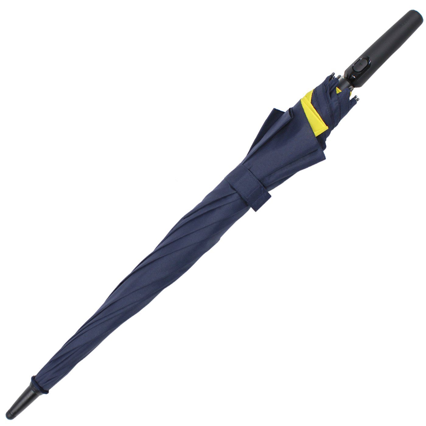 für doppler® to Move XL, vor navyblau-gelb Langregenschirm beim Öffnen Auf-Automatik Fiberglas Schutz vergrößert - mehr sich mit Regen