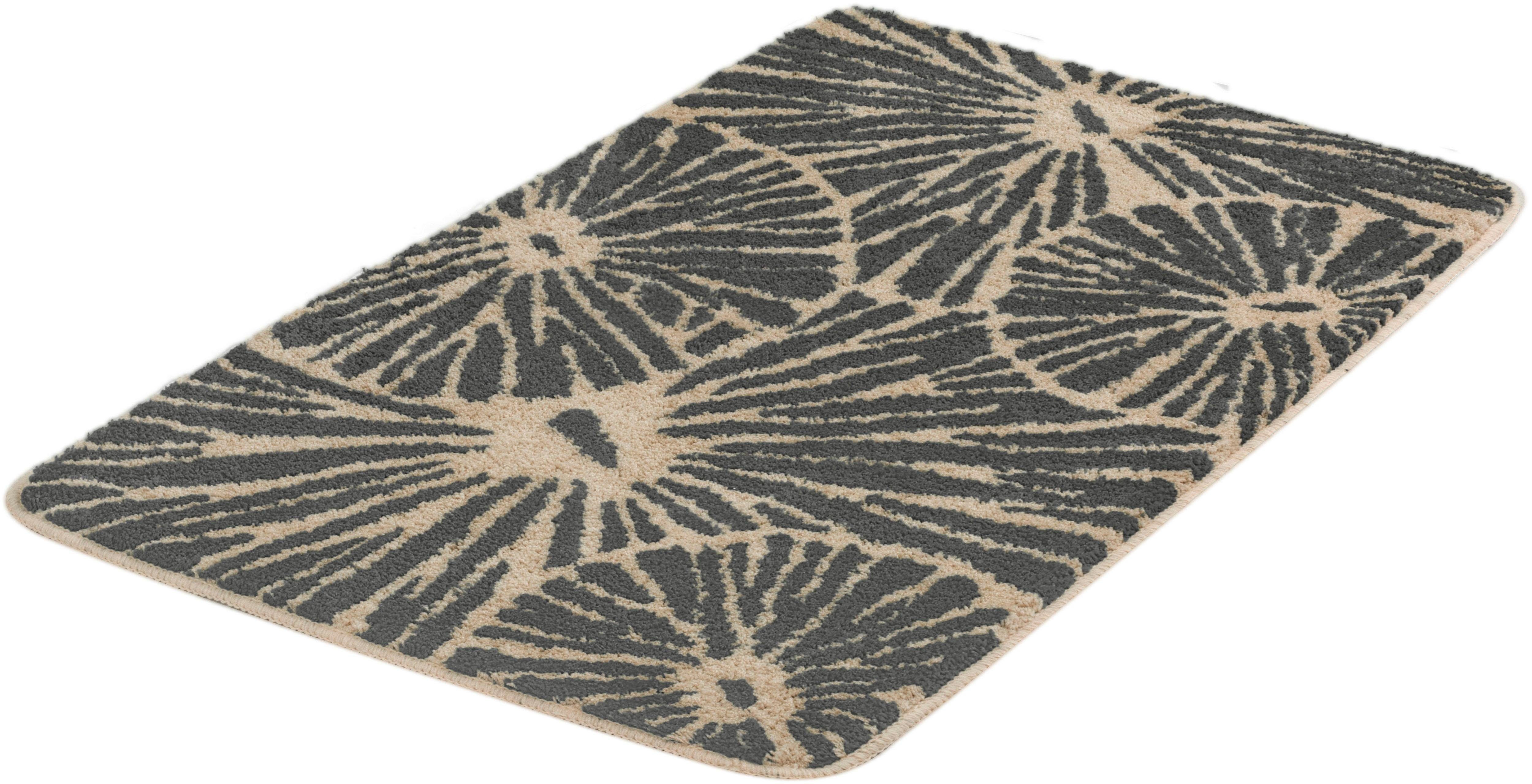 Kleine Wolke Badematte Lotus, Höhe 15 mm, rutschhemmend beschichtet, fußbodenheizungsgeeignet, Polyester, quadratisch, Badteppich, modernes Design, waschbar