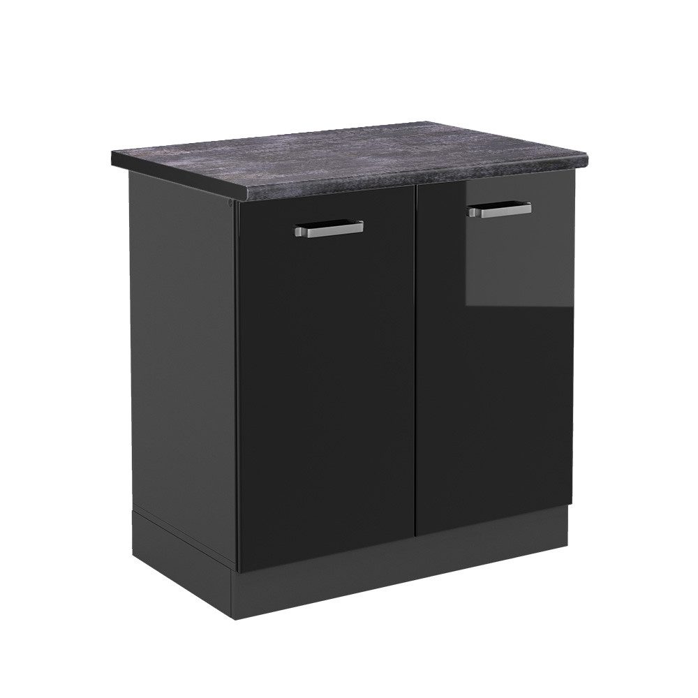 Vicco Spülenunterschrank R-Line Schwarz Hochglanz/Anthrazit 80 cm AP Anthra günstig online kaufen