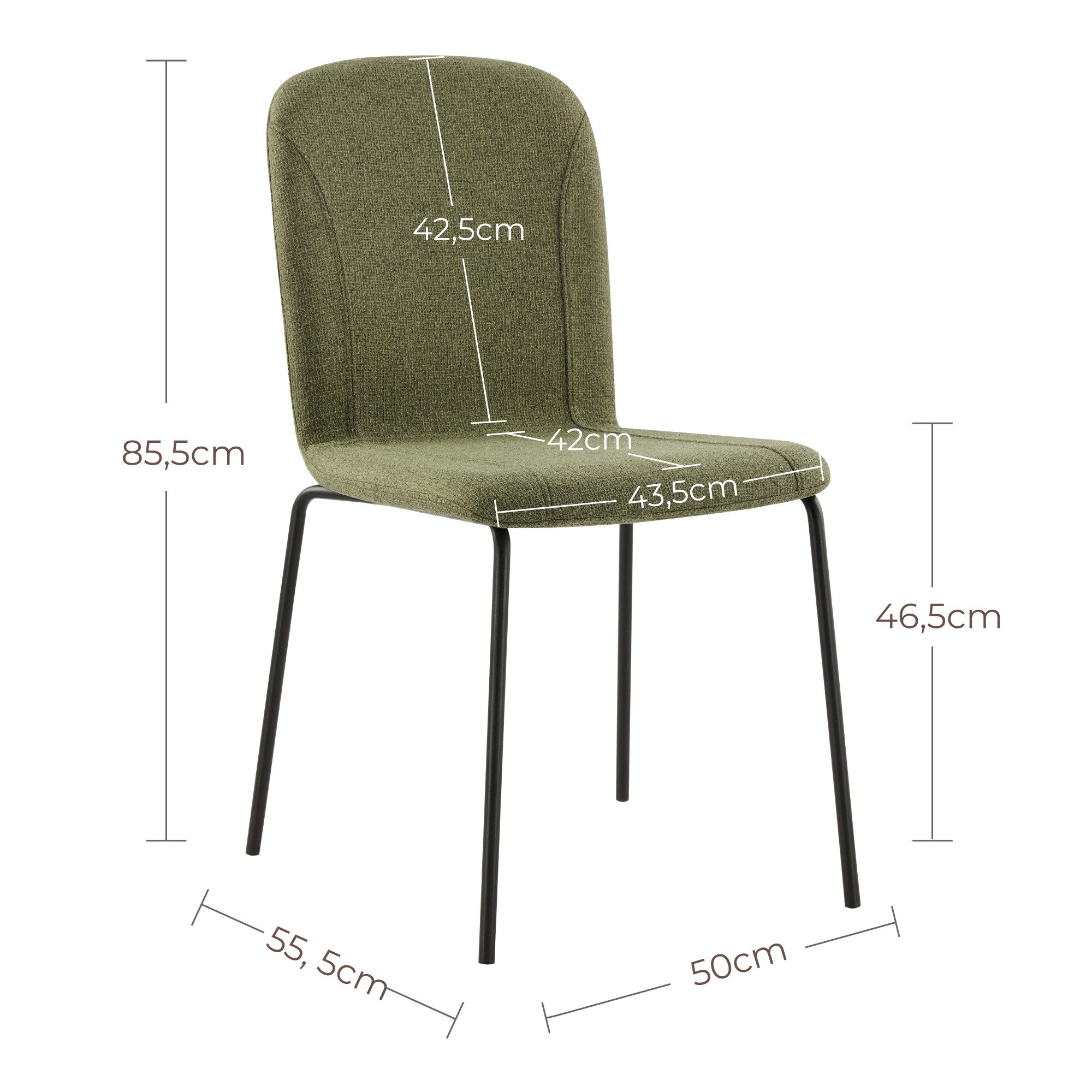 CHITA Polsterstuhl (Set, 4 St), 4-Fuß-Stuhl, Stapelstuhl, Esszimmerstuhl, Metallgestell