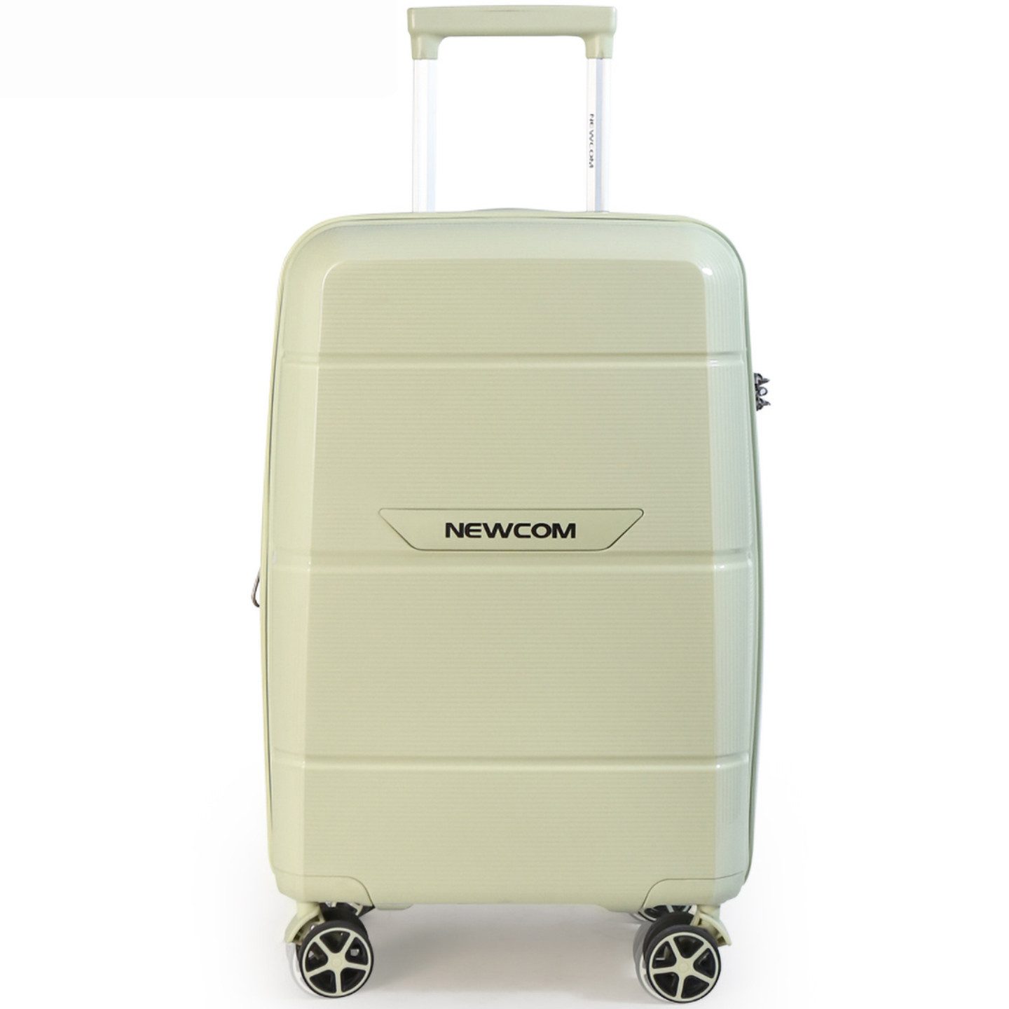 NEWCOM Hartschalen-Trolley Hartschalenkoffer 24 Zoll mit TSA-Zahlenschloss aus Polypropylene, 4 Rollen, Grün, leichter & robuster Reisekoffer, Erweitbar