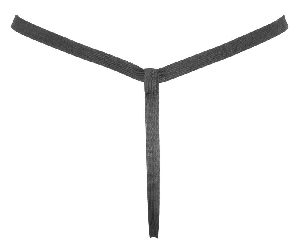 Black Level String String im aufregenden Lackglanz - schwarz (1-St) Seitlich und hinten Stretchbänder