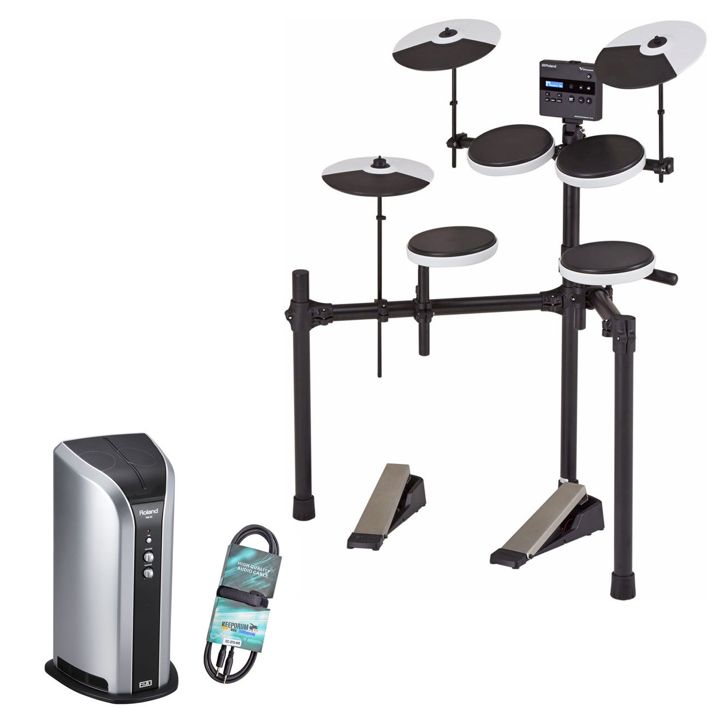 E-Drum Roland E-Drum TD-02K Schlagzeug mit Monitor-Box und Kabel