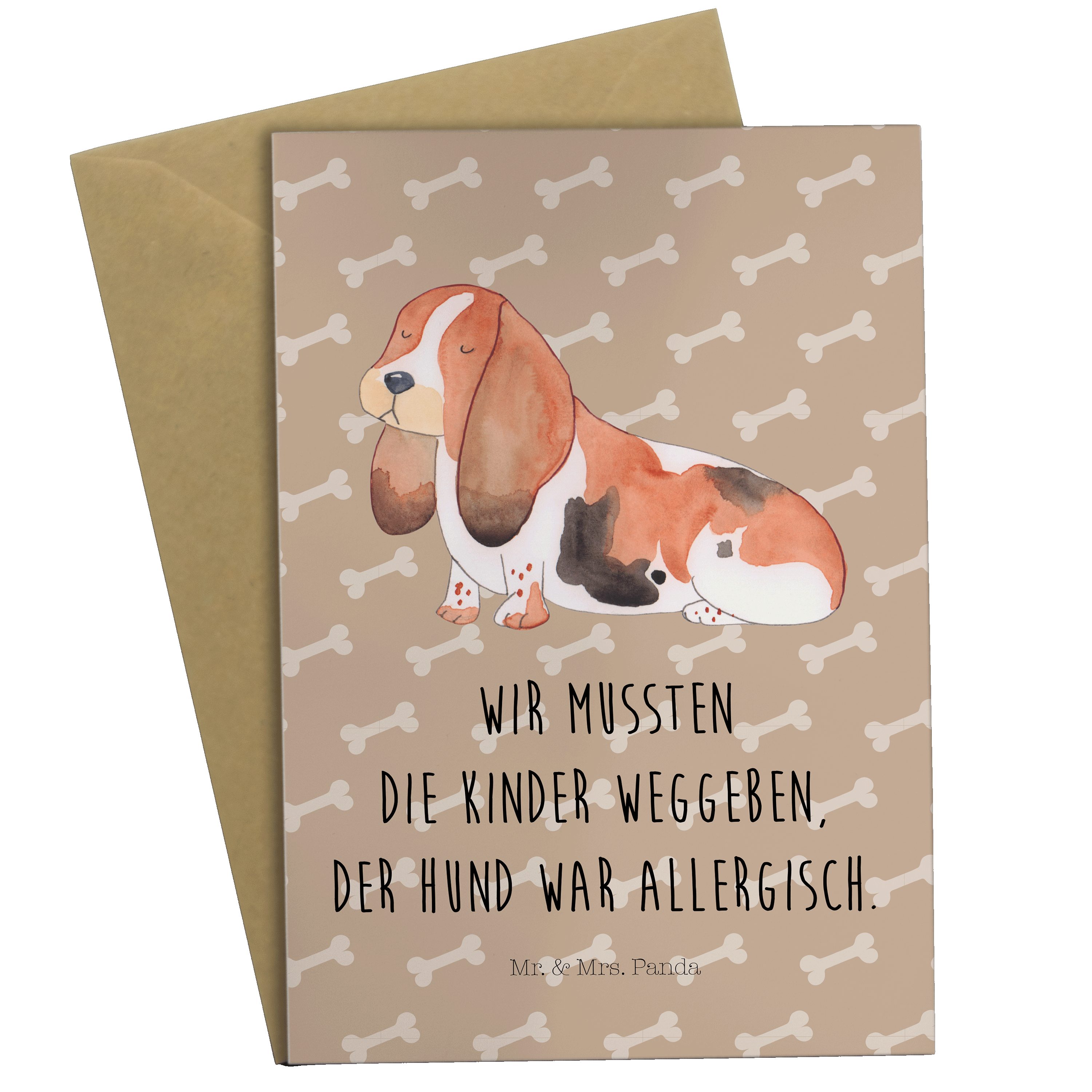 Mr. & Mrs. Panda Grußkarte Hund Basset Hound - Hundeglück - Geschenk, kinderlos, Haustier, Klapp