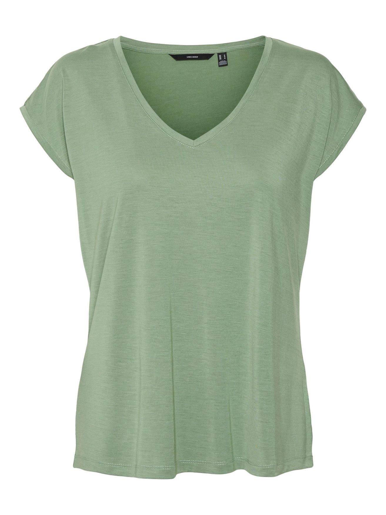 in Basic 5282 T-Shirt Stretch Grün-4 Vero T-Shirt VMFILLI Moda V-Neck