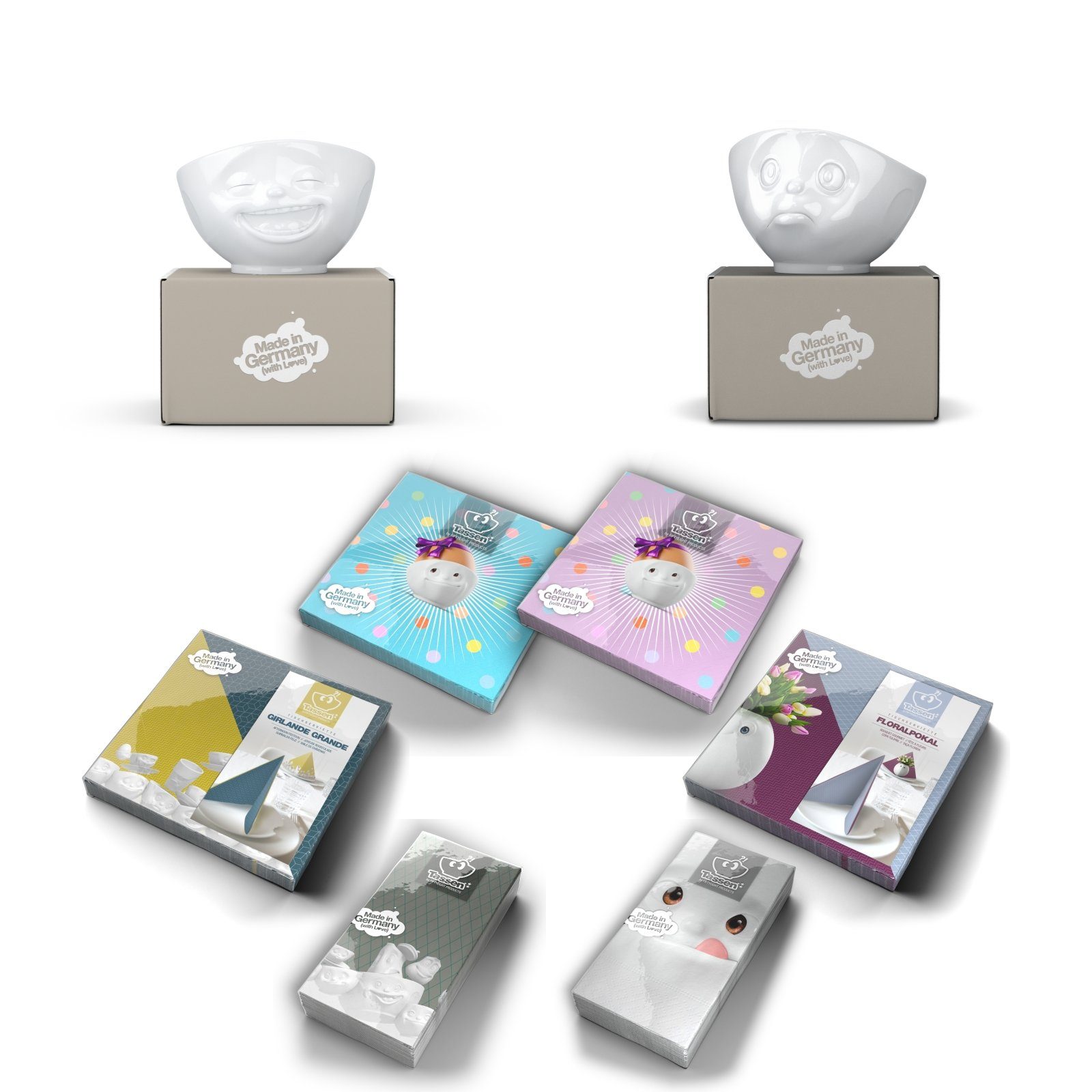 FIFTYEIGHT PRODUCTS Müslischale Schalen-Set 2-tlg. je 500 ml + Servietten, Hartporzellan Hotelqualität, Spülmaschinenfest und mikrowellengeeignet, (1-tlg)
