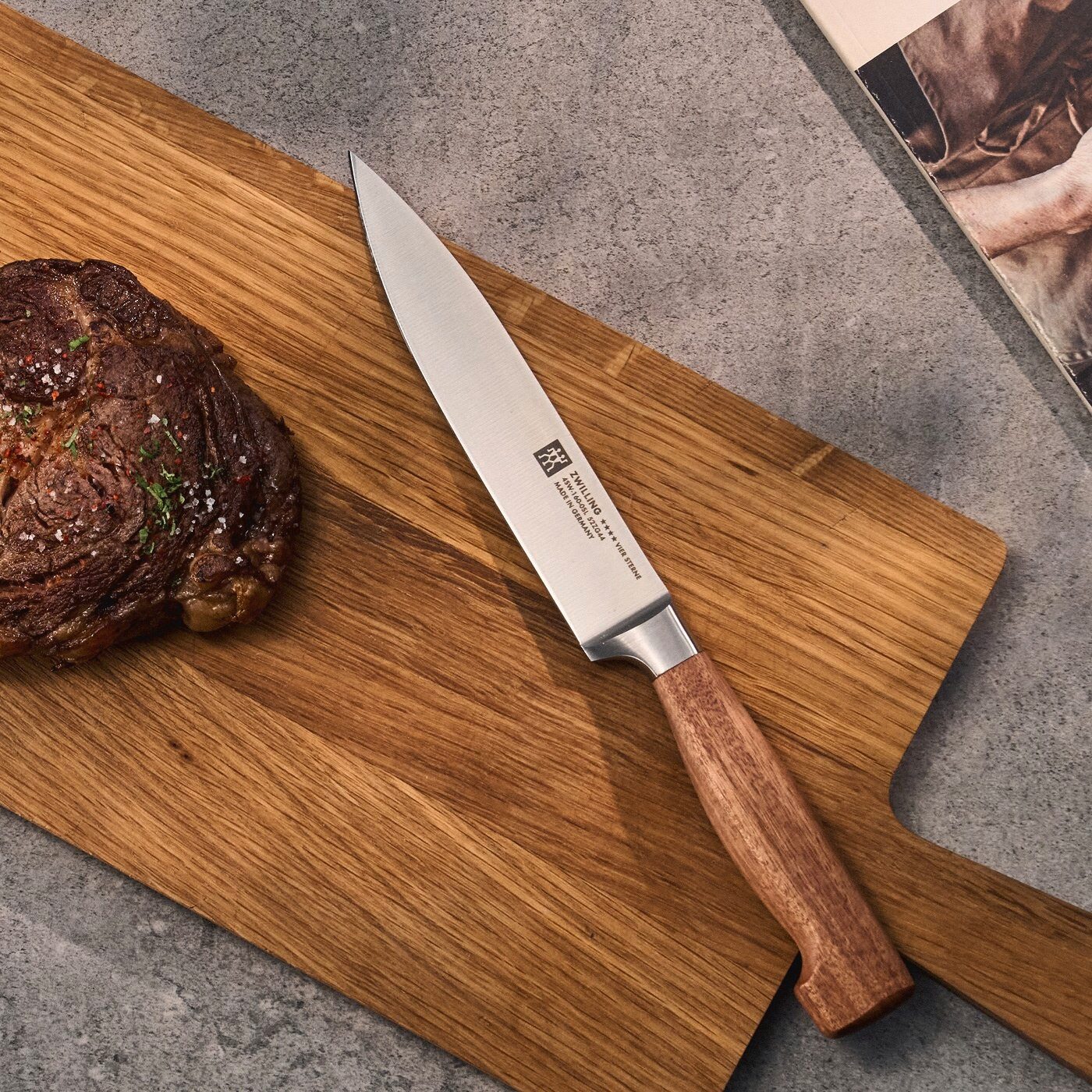 Zwilling Kochmesser **** VIER STERNE Wood, Made in Germany, Eigehärtete Klinge, FSC-Zertifizitiertes Holz